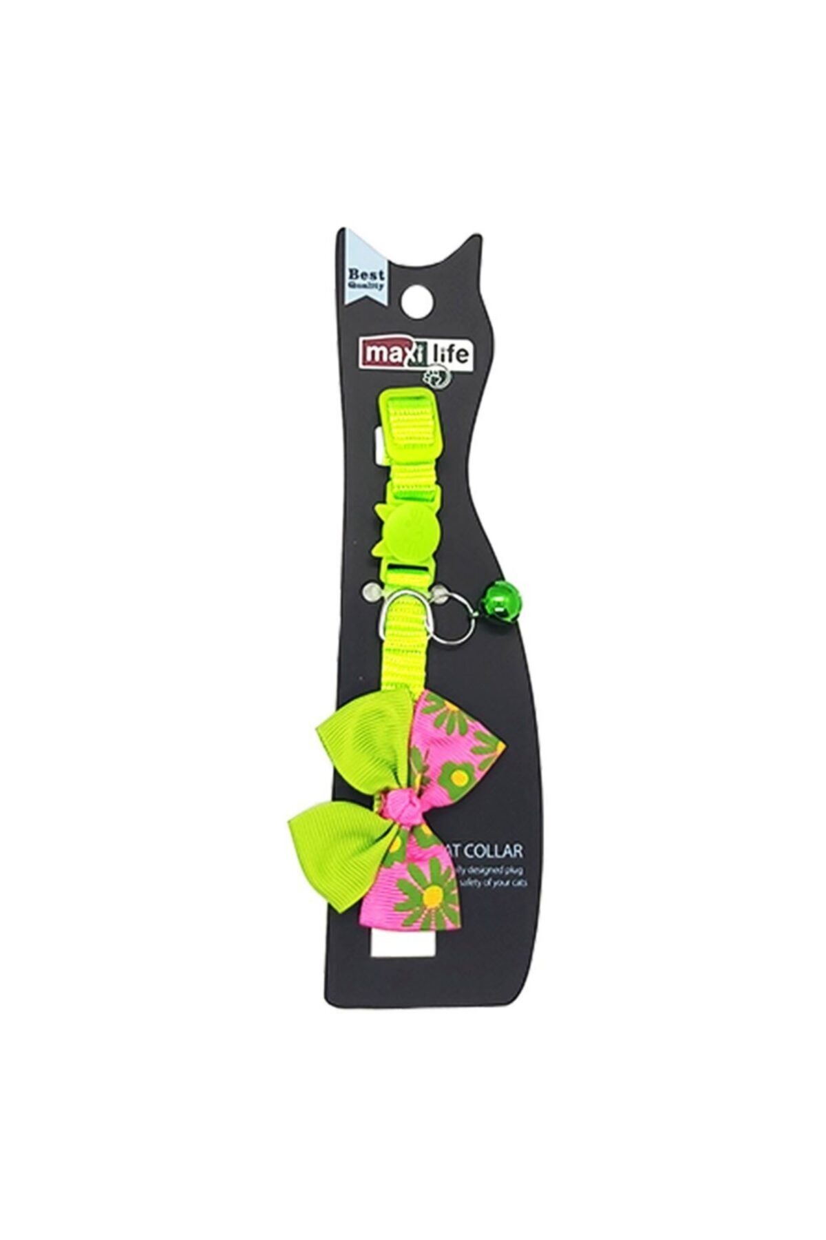 Maxilife Pet Maxilife Kedi Boyun Tasması Çiçekli Fiyonklu Neon Yeşil