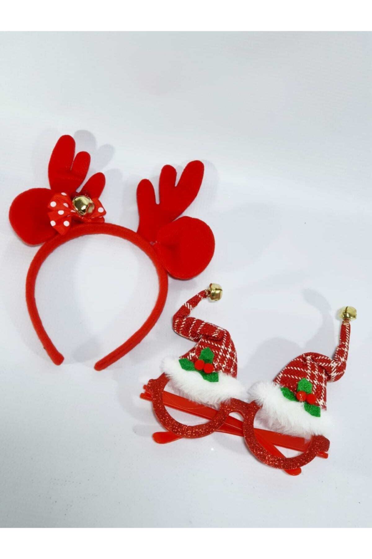 Pumpkin Hediyelik Eşya Yılbaşı Christmas Yeni Yıl Konsept 2li Geyik Taç Ve Şapka Tipi Gözlük Seti