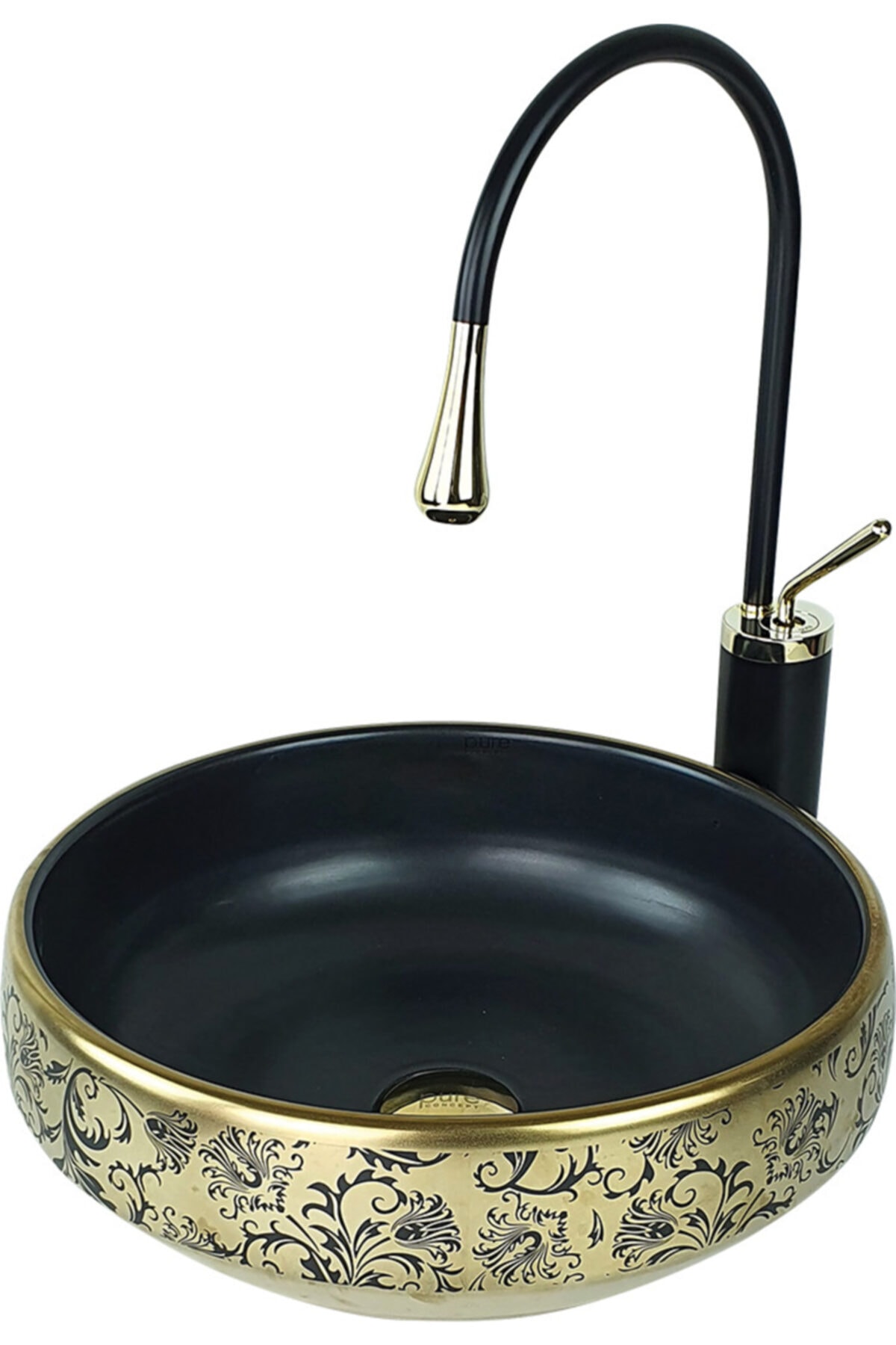 Pure Concept Pure Mat Siyah Gold Tezgah Üstü Çanak Lavabo
