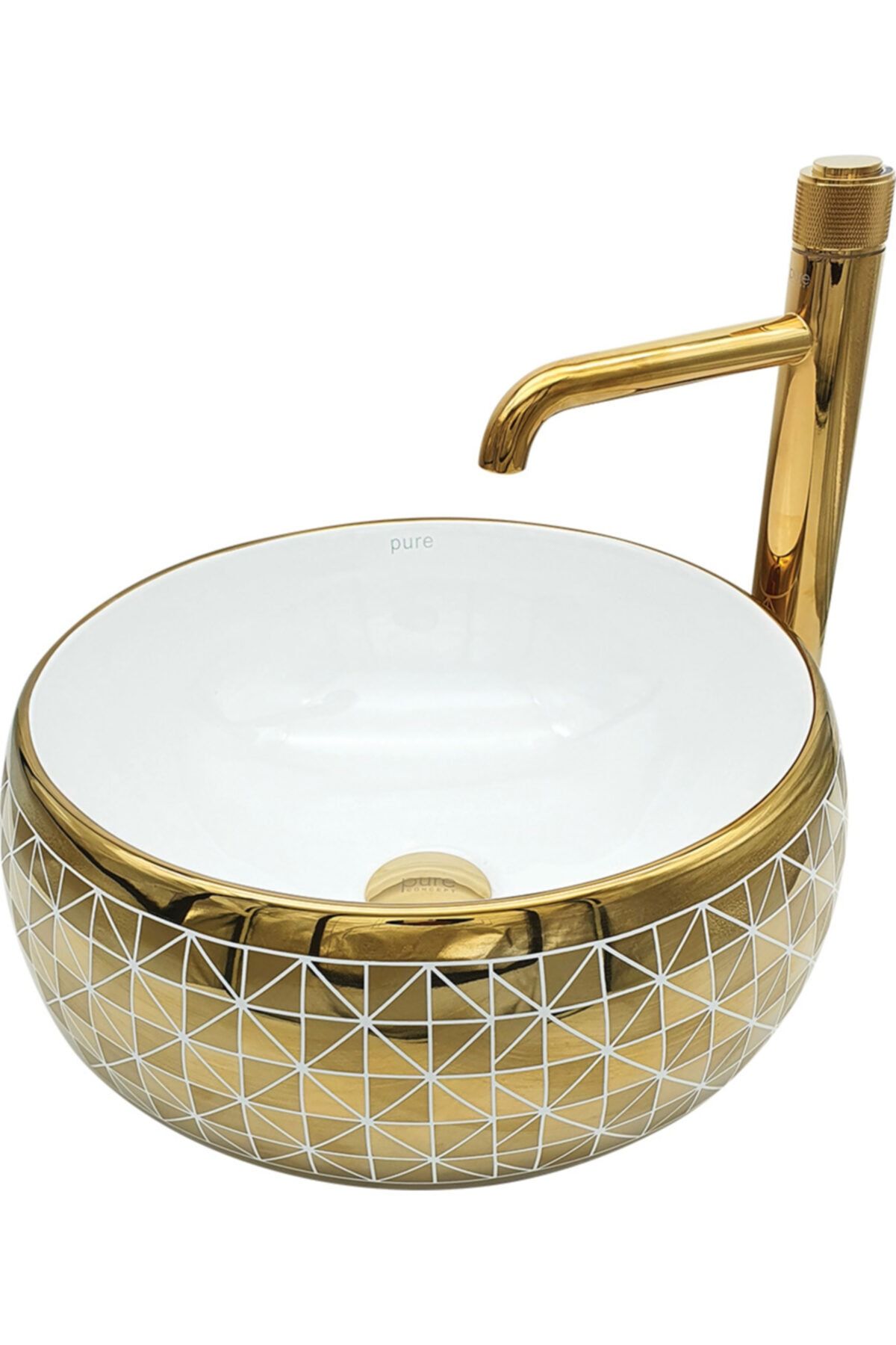 Pure Concept Pure Mix Blow Gold White Tezgah Üstü Çanak Lavabo