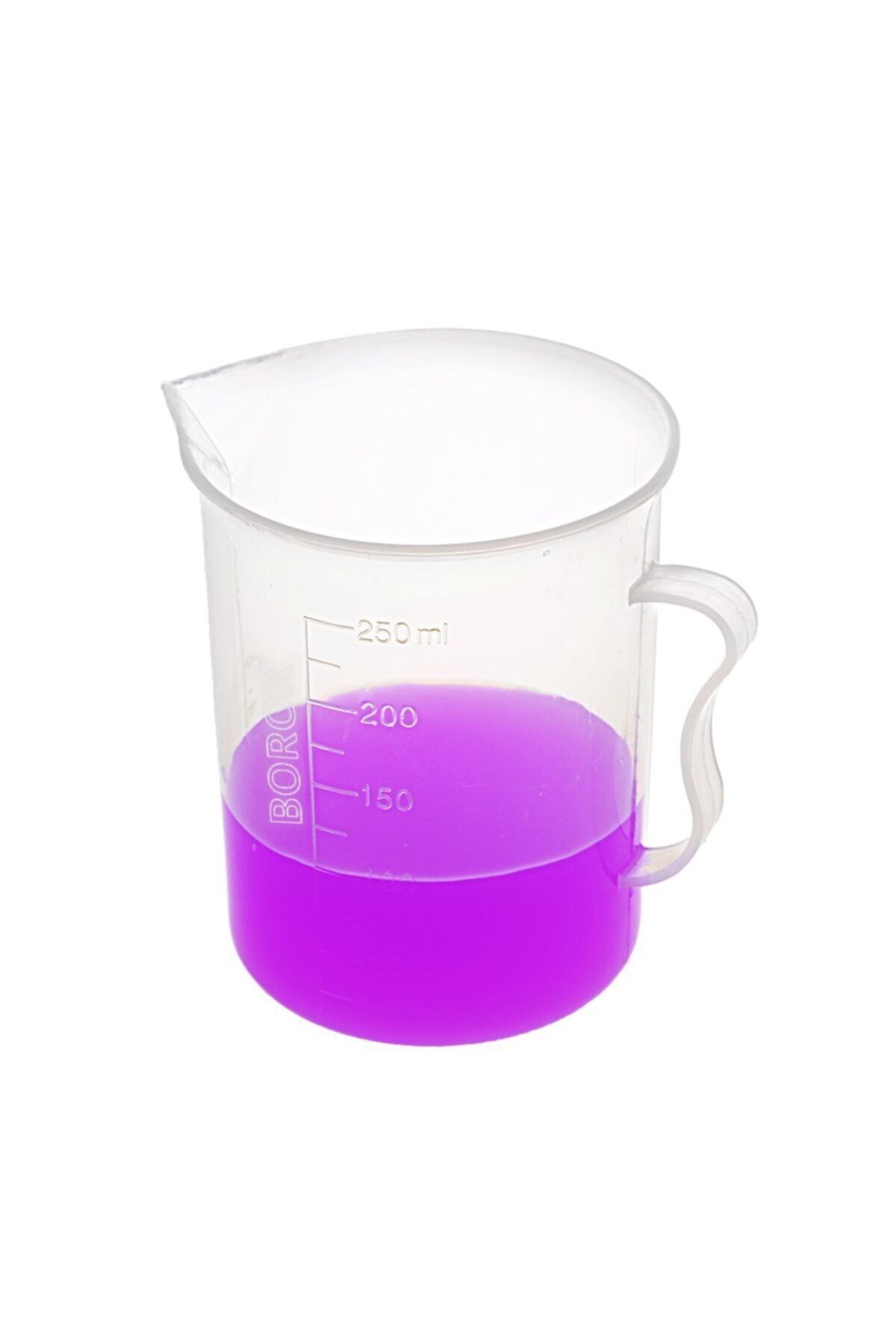 Borox Plastik Beher 250 Ml Kulplu – 10 Adet- Dereceli - Kabartma Skala
