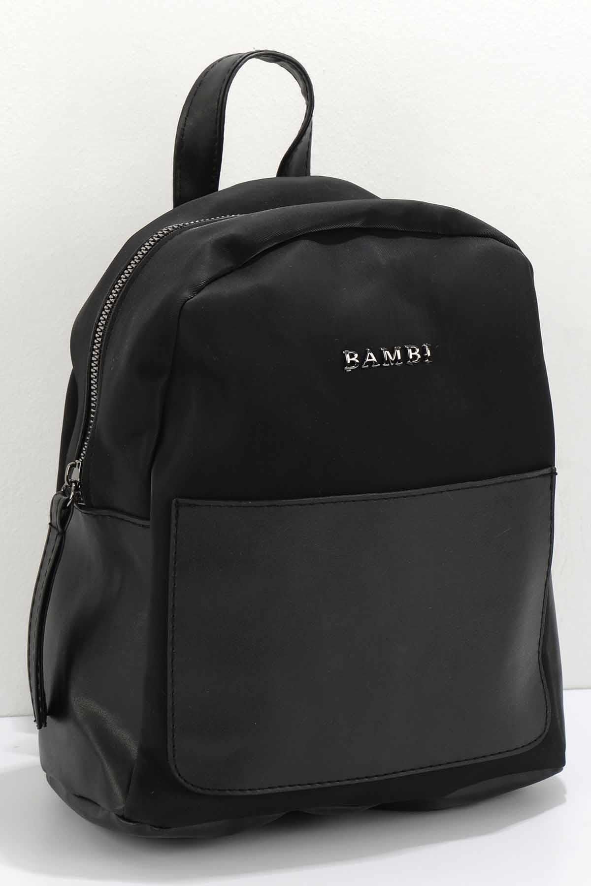 Bambi Siyah Çizgili Kadın Sırt Çantası C066220011
