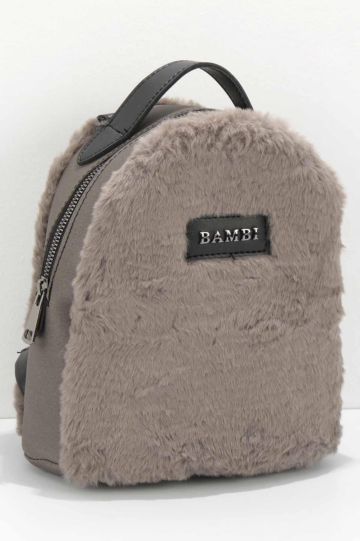 Bambi Füme Kürklü Kadın Sırt Çantası C065542262
