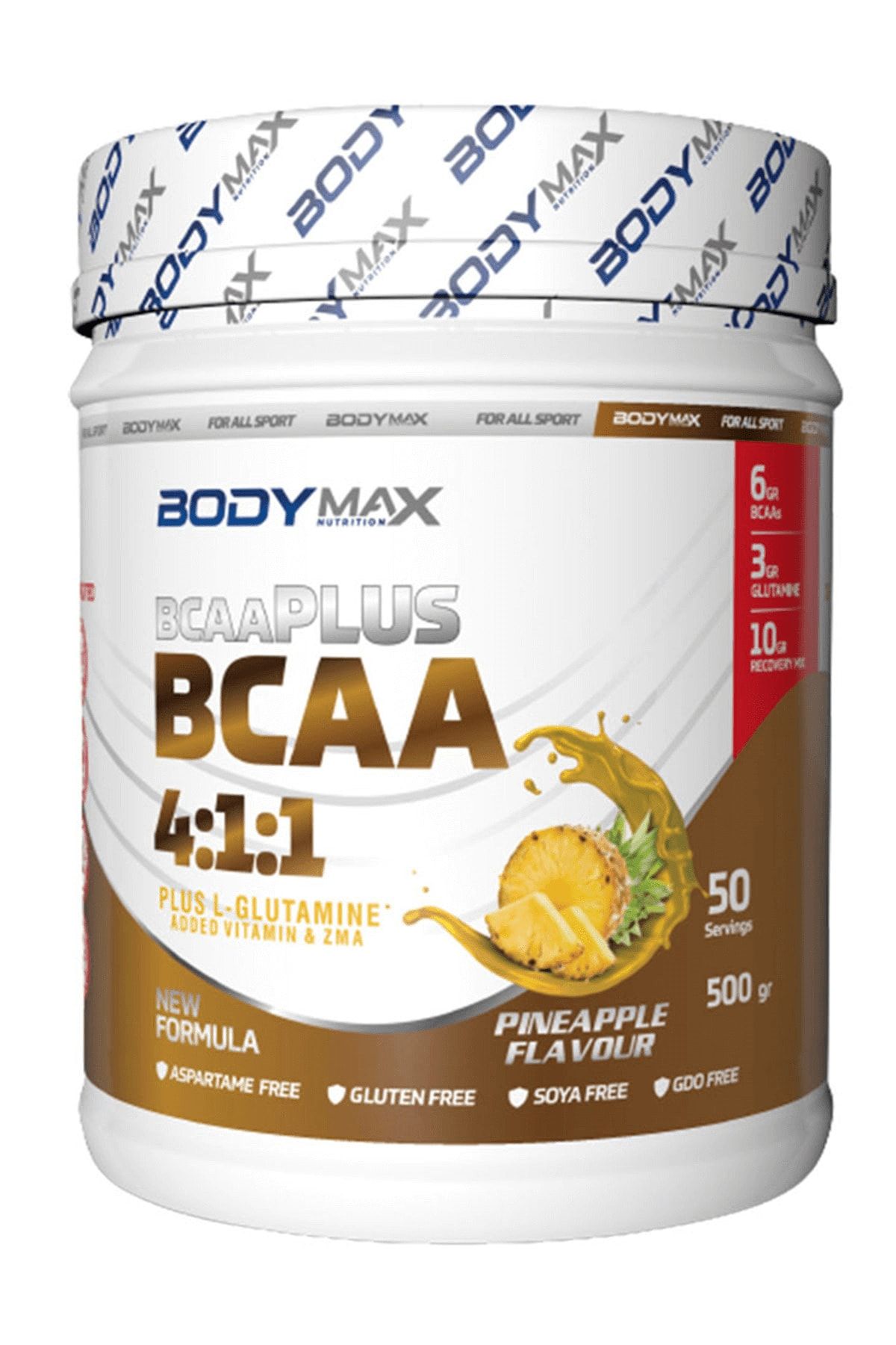 BODYMAX Bcaaplus Bcaa 4:1:1 500 Gr 50 Servis (ananas Aromalı) Protein Bar + Kolajen Şase