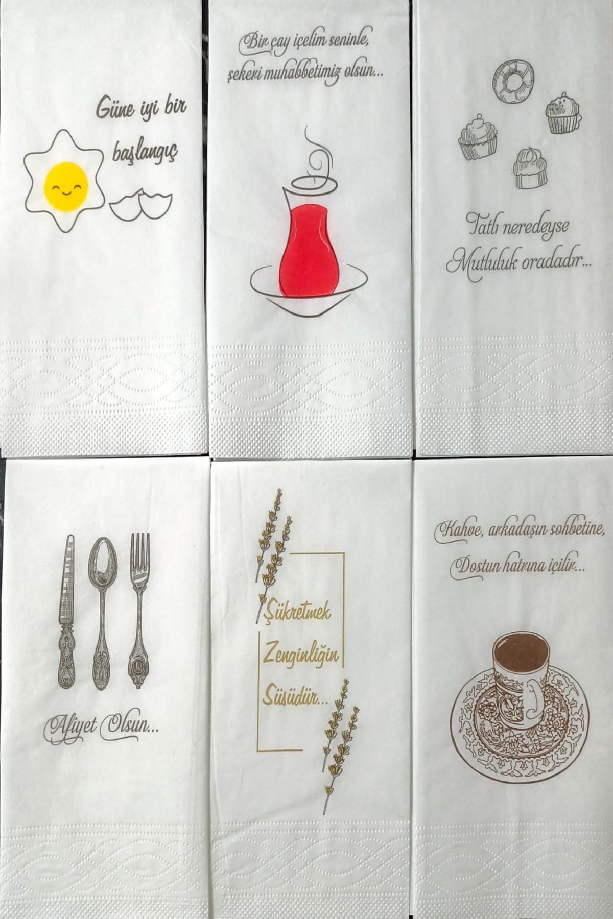 Soft Kağıt Baskılı Konuşan Dekor Ve Sunum Peçetesi 6'lı Set