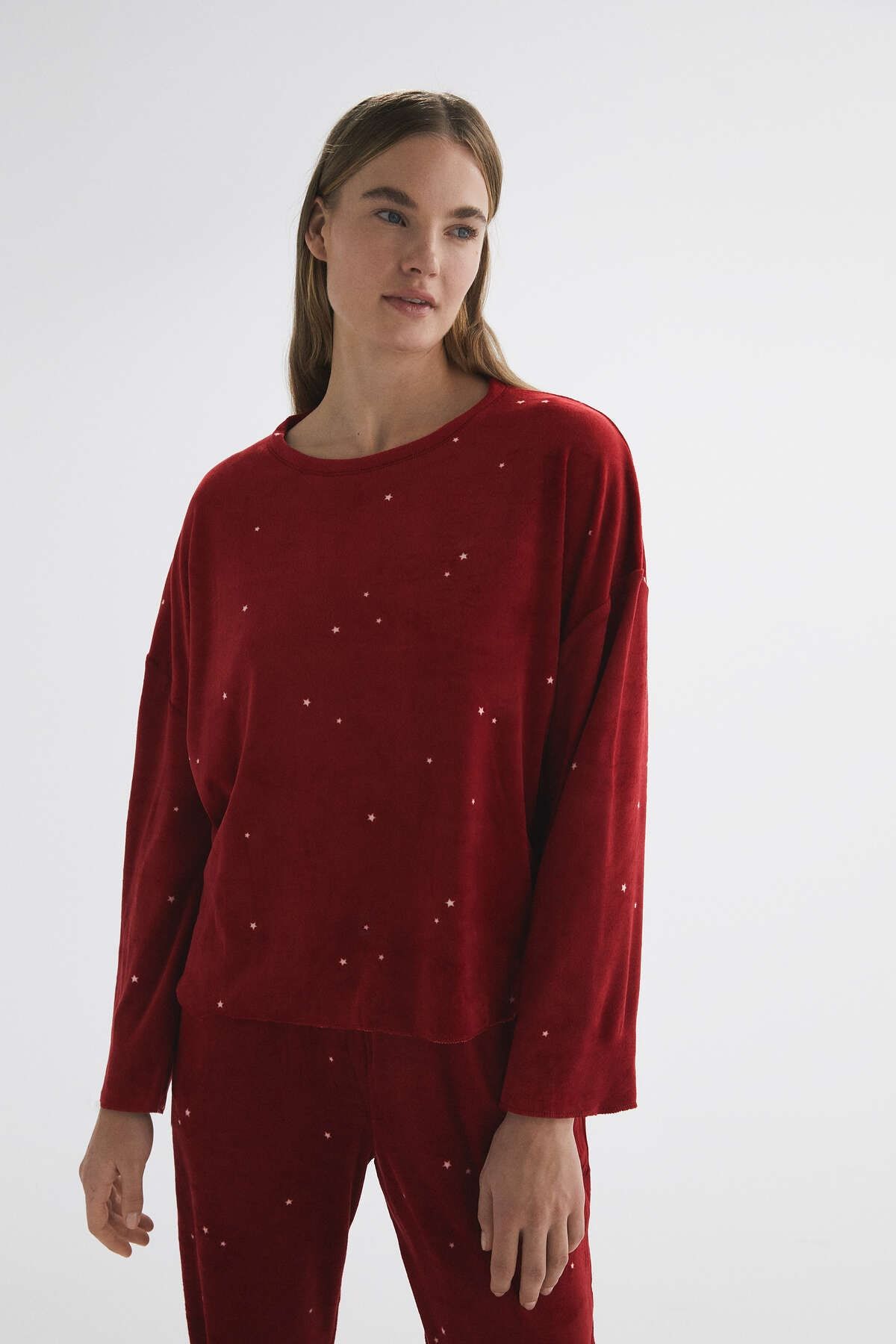 Oysho Desenli Kadife Polar Sweatshirt