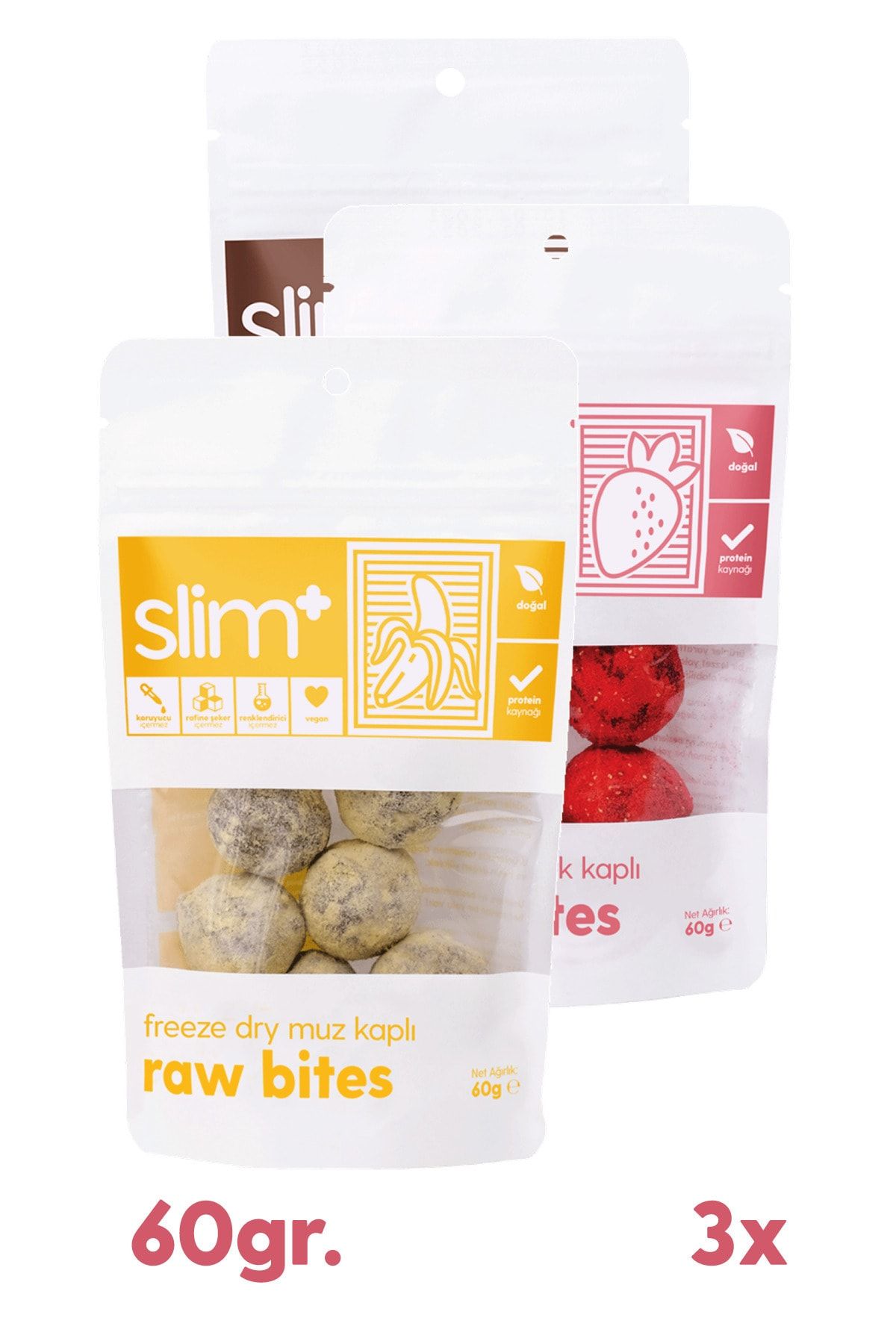 slimplus 3'lü Paket Raw Bites Mix Paket 60gr