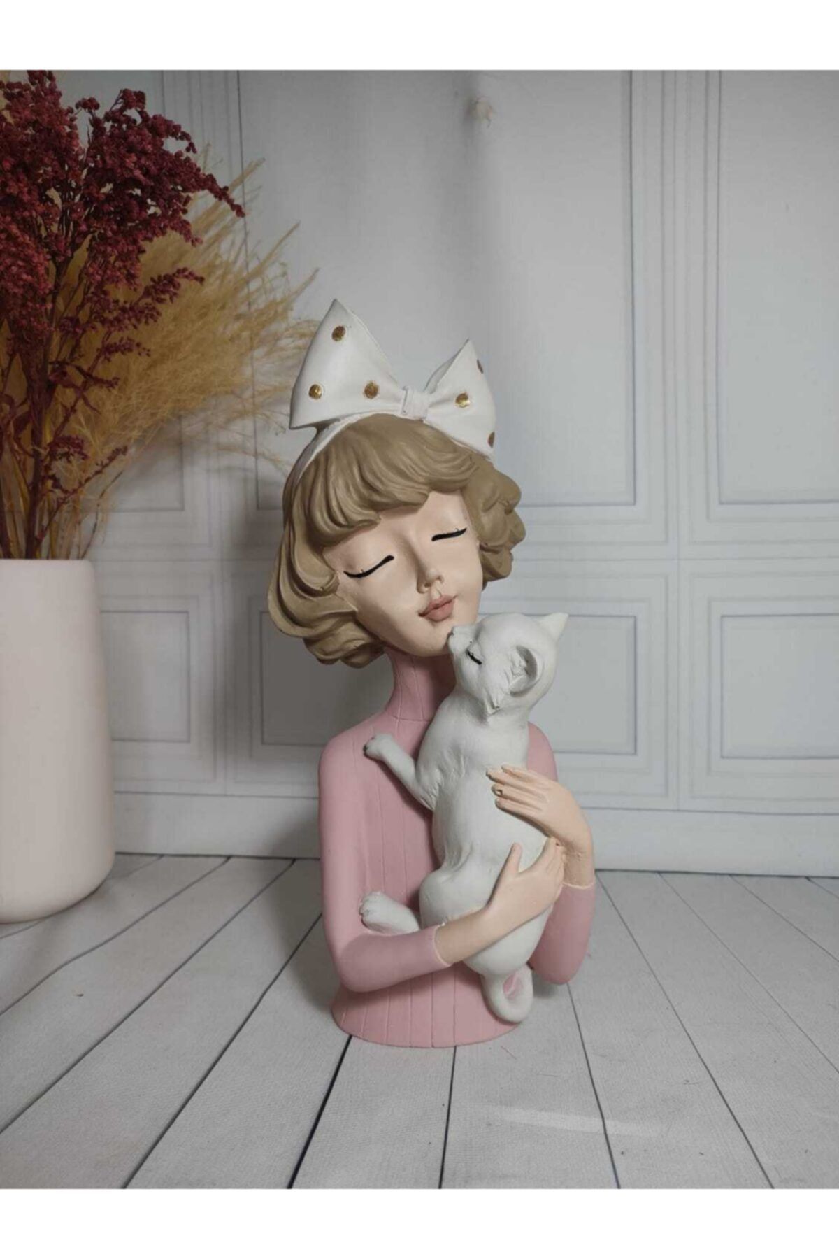 biomaxi plus Kedili Kız Biblo Şeker Pembe (34 Cm X 27 Cm)