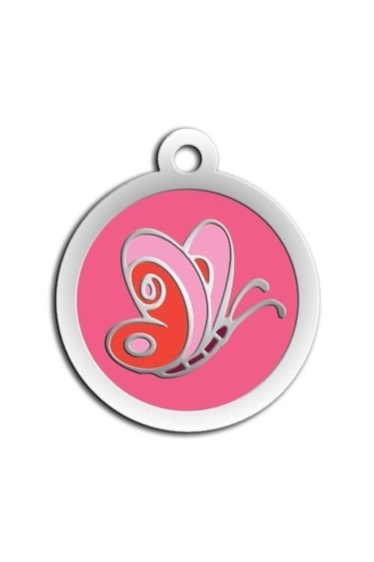 altın pati Mineli Seri Kelebek Desenli Künye (pembe)