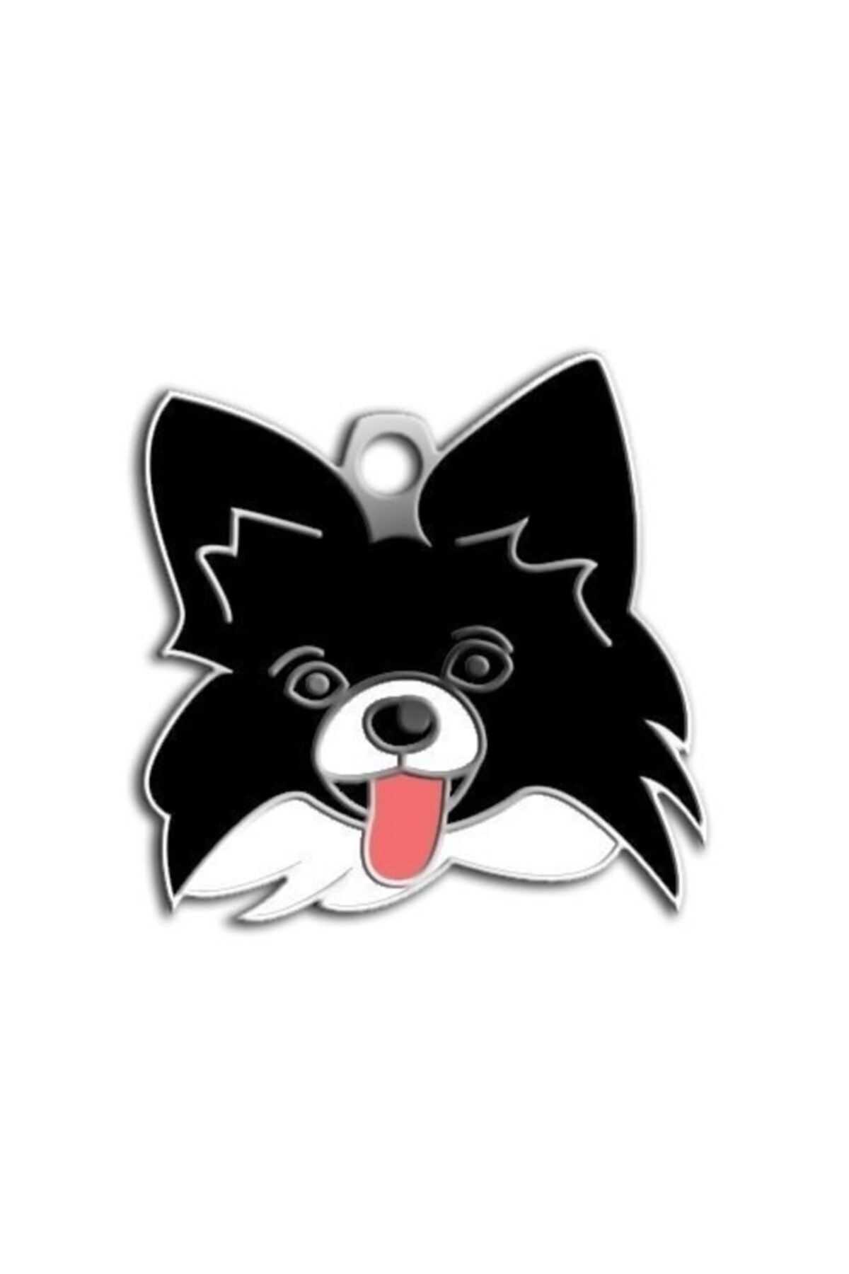 altın pati Papillon Köpek Künyesi (siyahbeyaz)