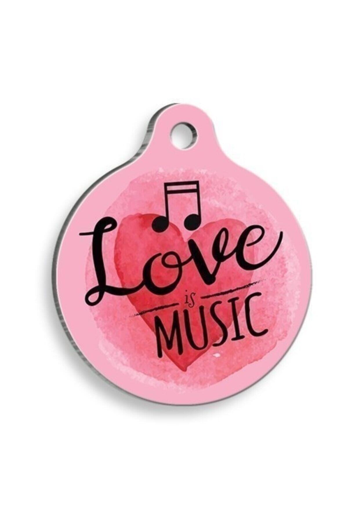 altın pati Pembe Love Music Yuvarlak Kedi Ve Köpek Künyesi