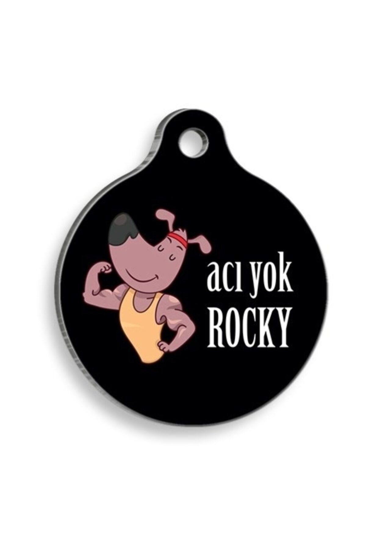 altın pati Rocky Yuvarlak Köpek Künyesi