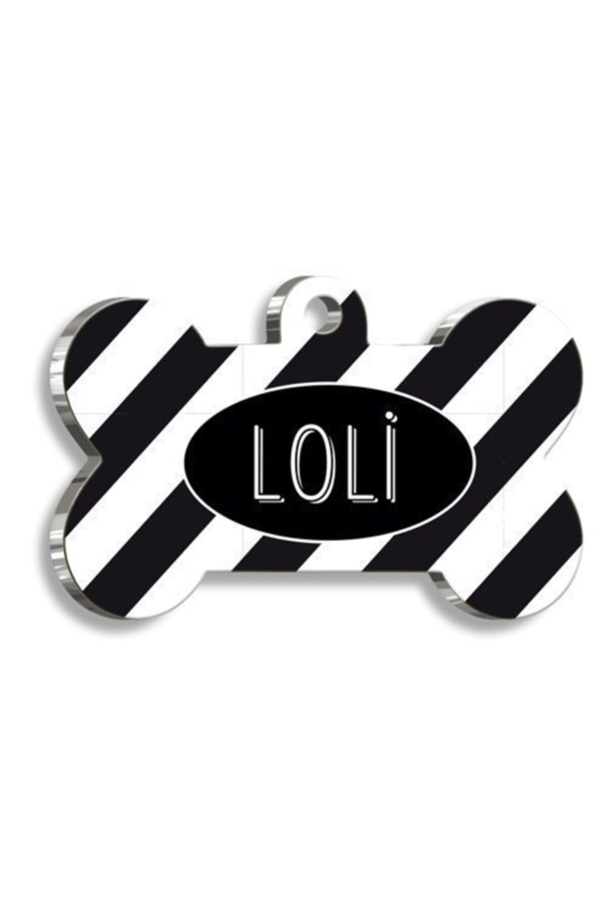 altın pati Siyah Bantlı Kemik Şekilli Kedi Köpek Künyesi