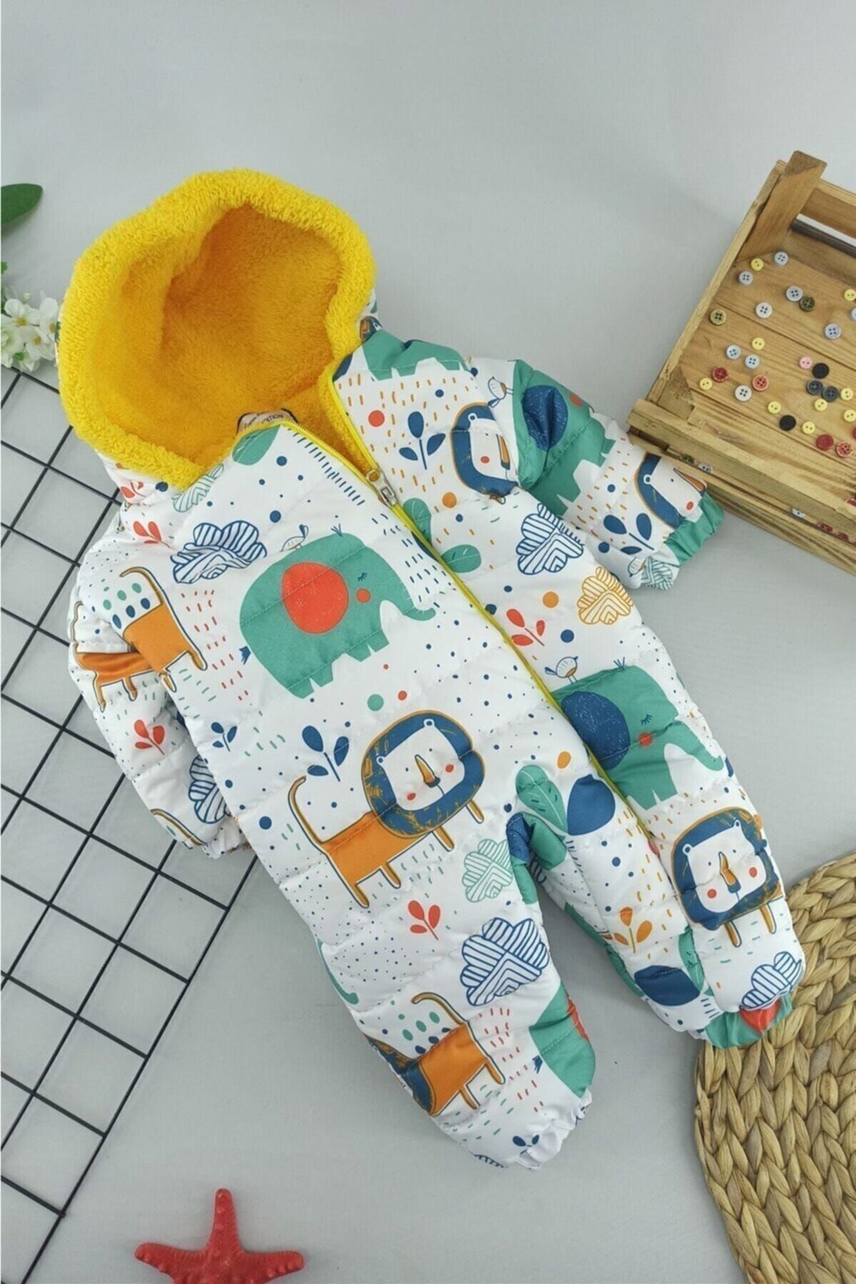ALİSS BABY Sarı Aslan Desen Bebek Kozmonot Astronot Tulum 6-12- 18 Ay