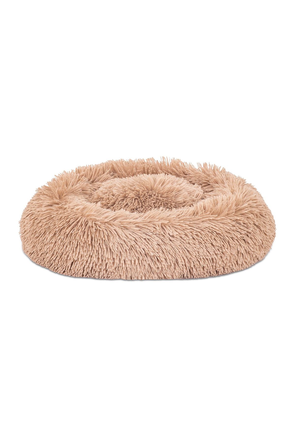 SLEEPMAX Lux Dekoratif Yıkanabilir Kaymaz Tabanlı Stres Giderici Kahve Tüylü Peluş Kedi Köpek Yatağı