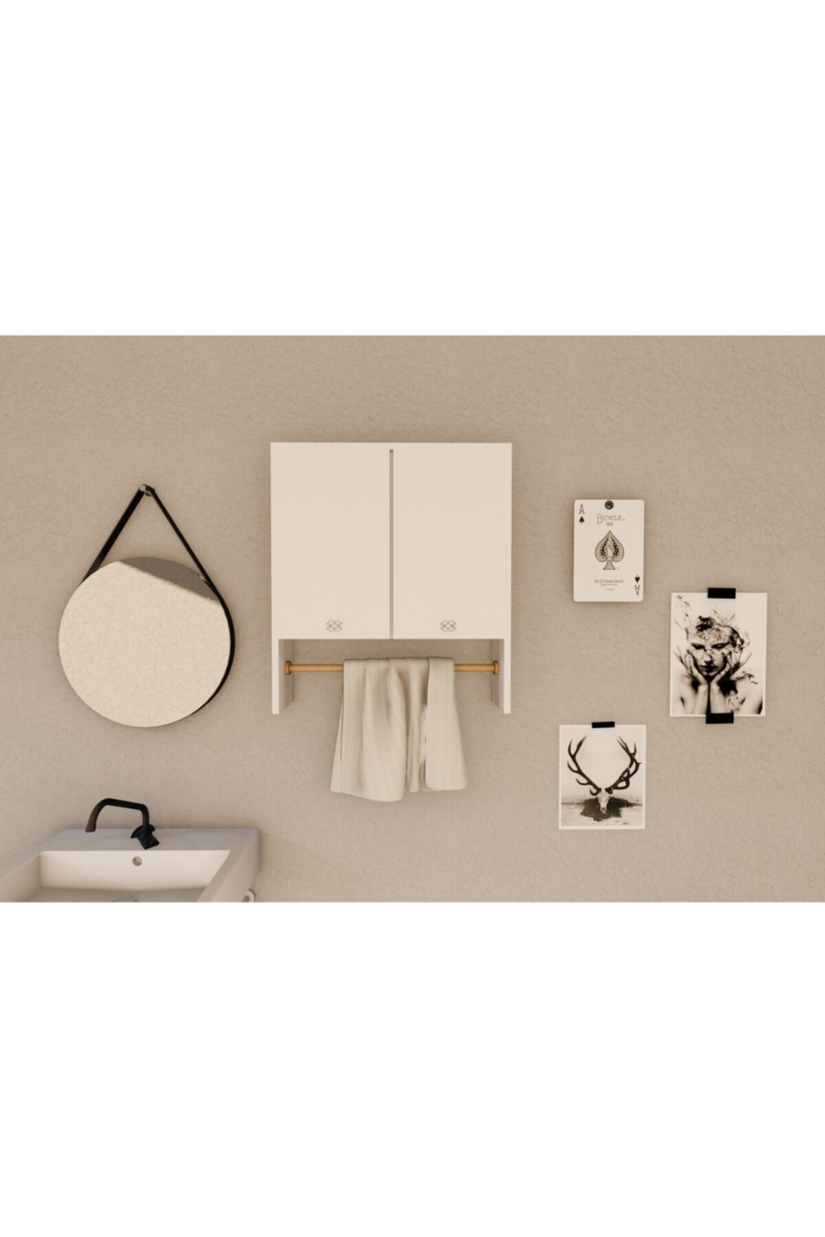 RİVEKROOM Çok Amaçlı Beyaz Dekoratif Banyo Dolabı