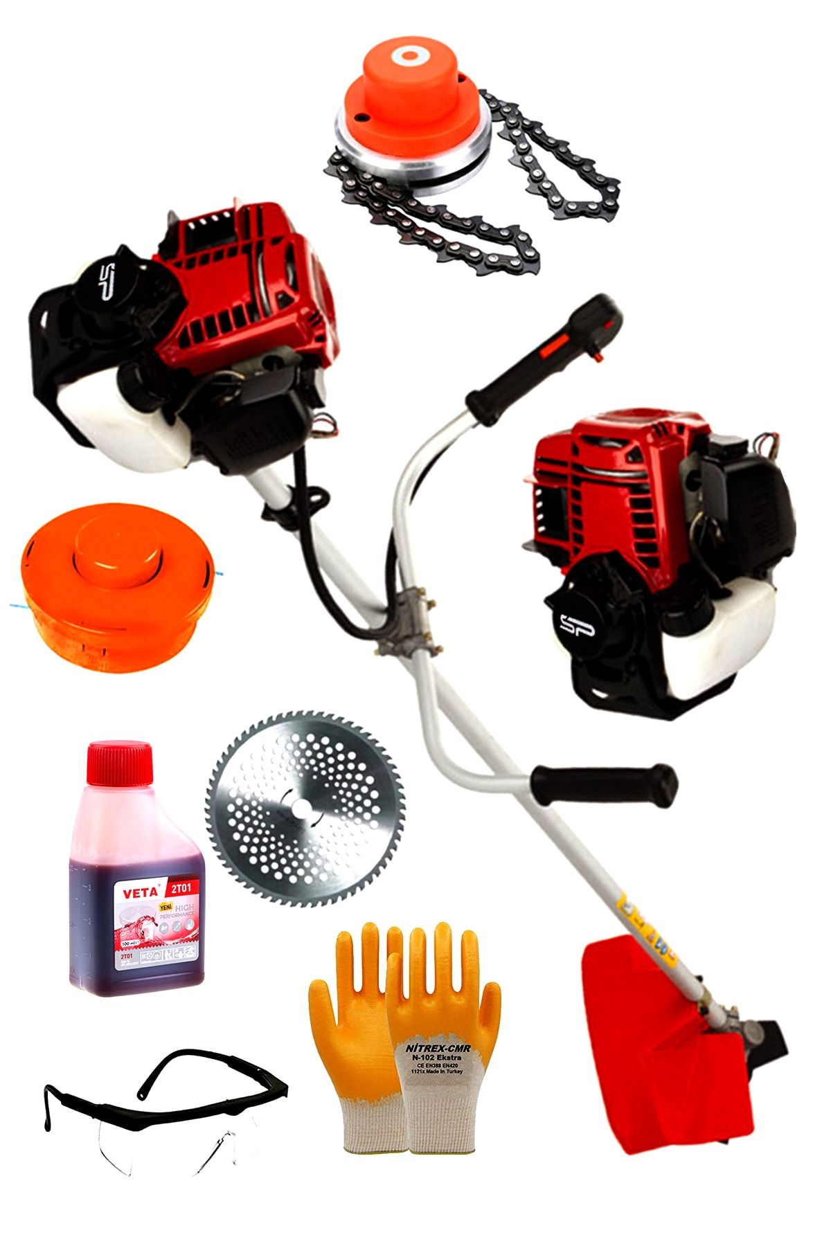 Spech Power Amerikan Gtn59 Magnezyum Karter 7.9 Hp Yan Tipi Ot Çalı Tırpanı Benzinli Çim Biçme Makinesi