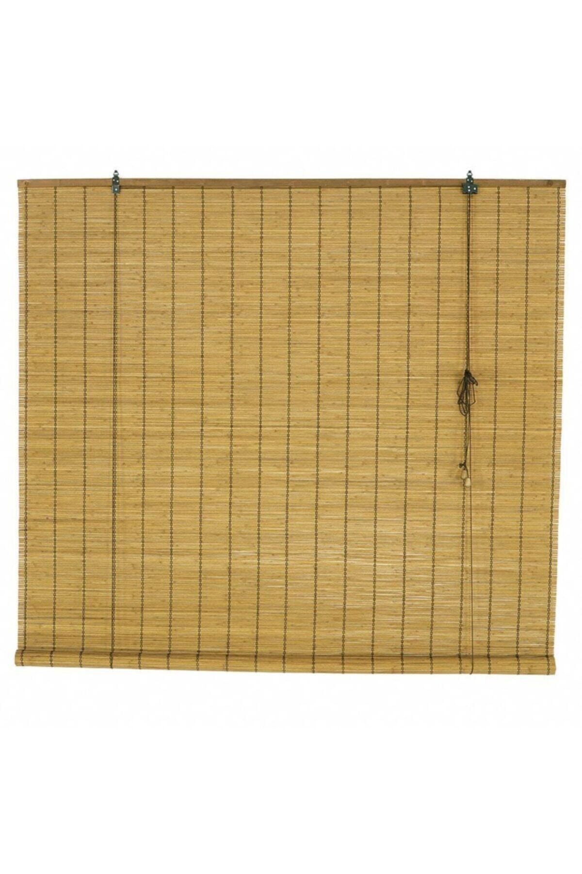GoodHauStore Ahşap Görünümlü Bambu Stor Perde Kahve