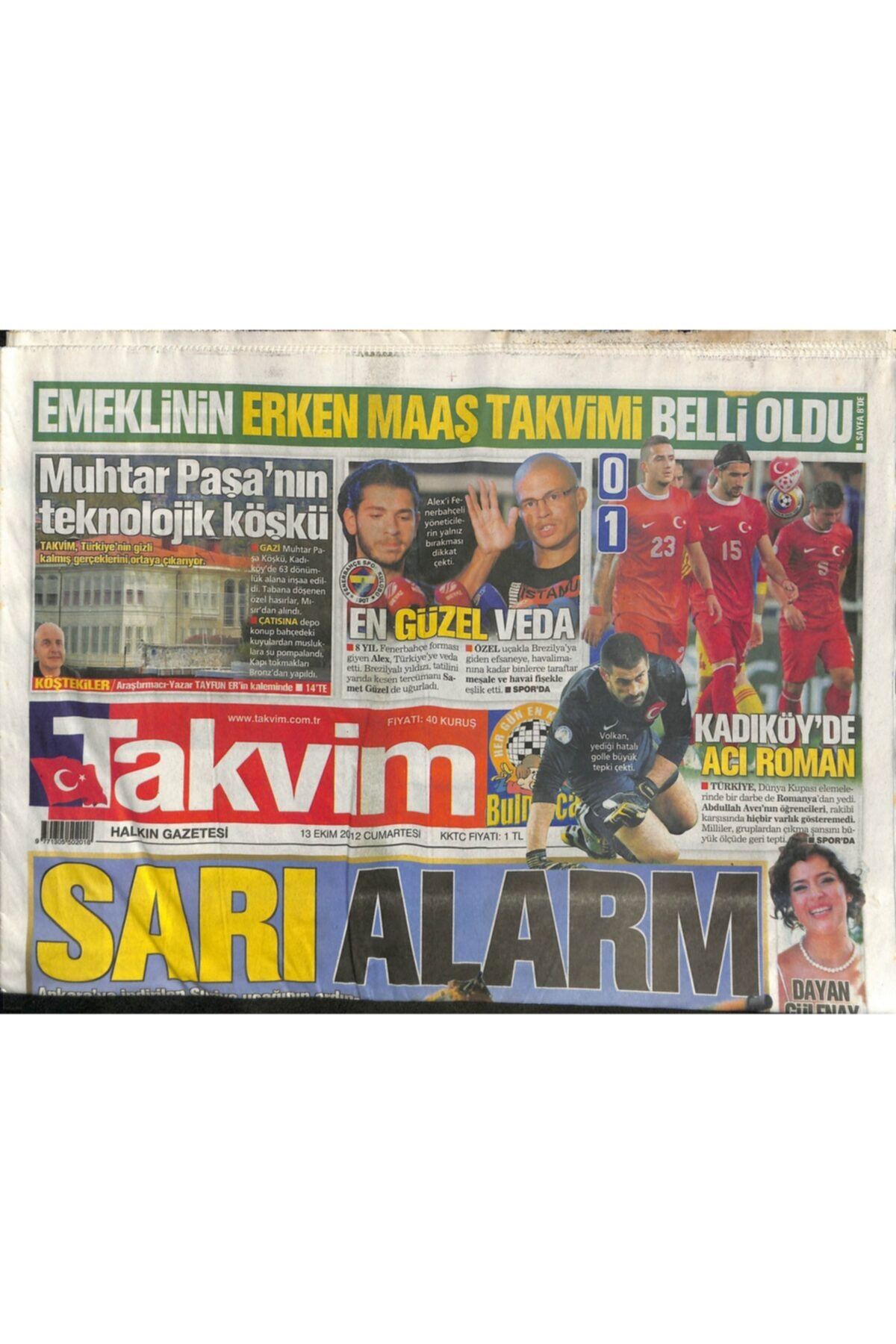 Gökçe Koleksiyon Takvim Gazetesi 13 Ekim 2012 - Esad'ın Çılgın Planı - Alex'e En Güzel Veda