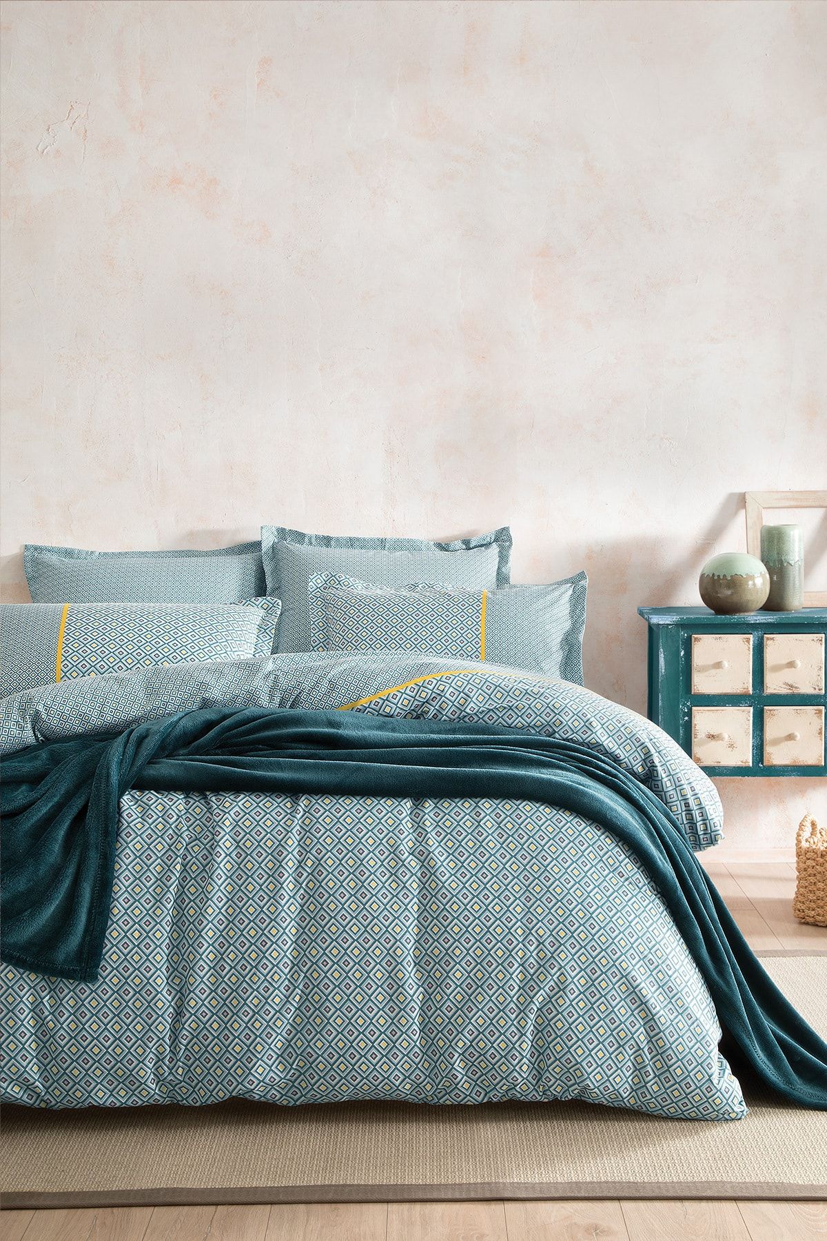 Yataş Bedding Hilaris Tek Kişilik Wellsoft Battaniyeli Nevresim Takımı Seti Petrol