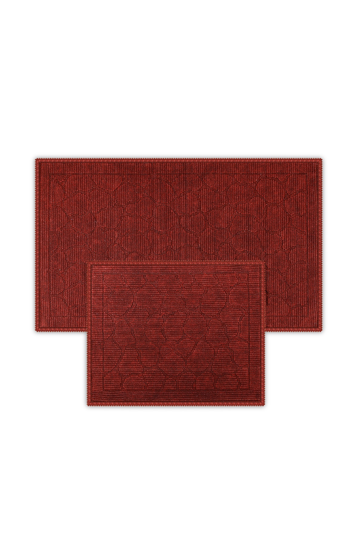 Bluenity Taş Doğal Pamuk 2'li Banyo Matı 60x100+50x60 - Bordo