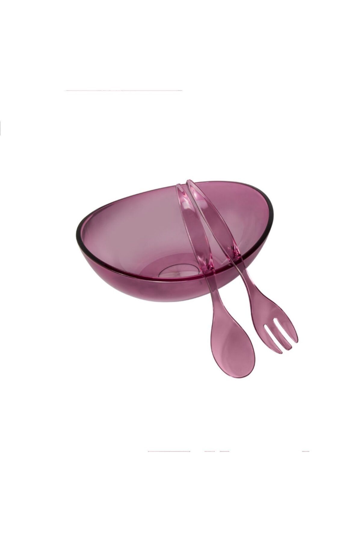 EW's Kitchenware 32x25x12 cm Akrilik Mürdüm Rengi Kaşıklı Salata Kasesi