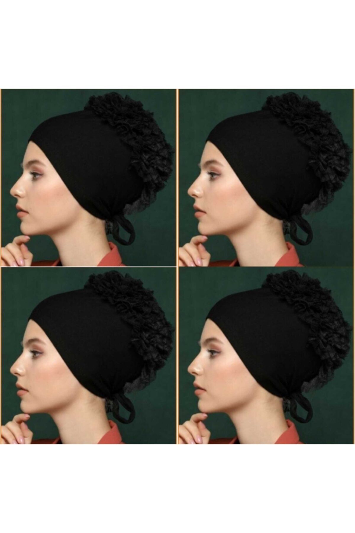İKLİM SCARF Topuzlu Fırfır Bone 4lü Set