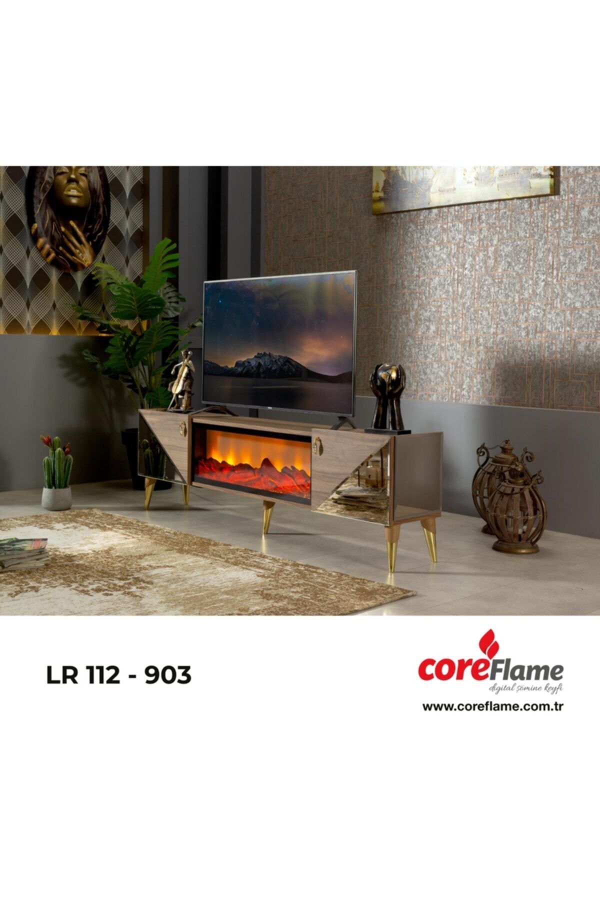 Coreflame Dekoratif Şömine Tvsehpası Tvünitesi Elektronik Doğal Şömine