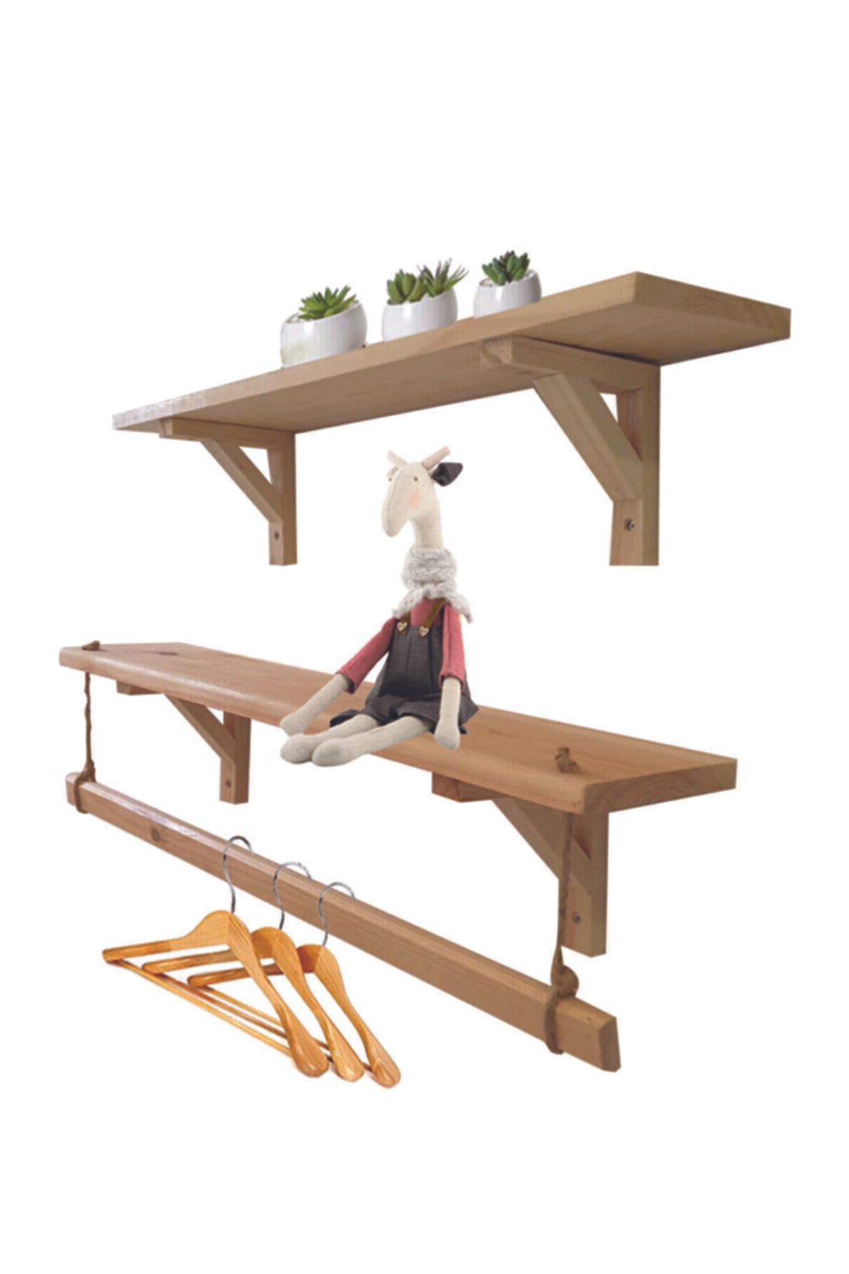 Akkaya Ticaret Ahşap Duvar Rafı Kitaplık 2'li 100cmx14cm
