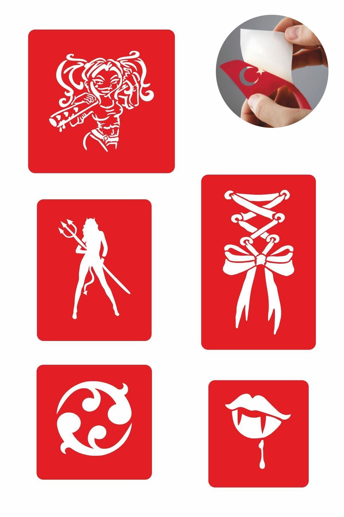 ONE SPRAY TATTOO Asi Kız Modelleri 5 Adet Geçici Dövme Ve Kına Deseni Spreysiz