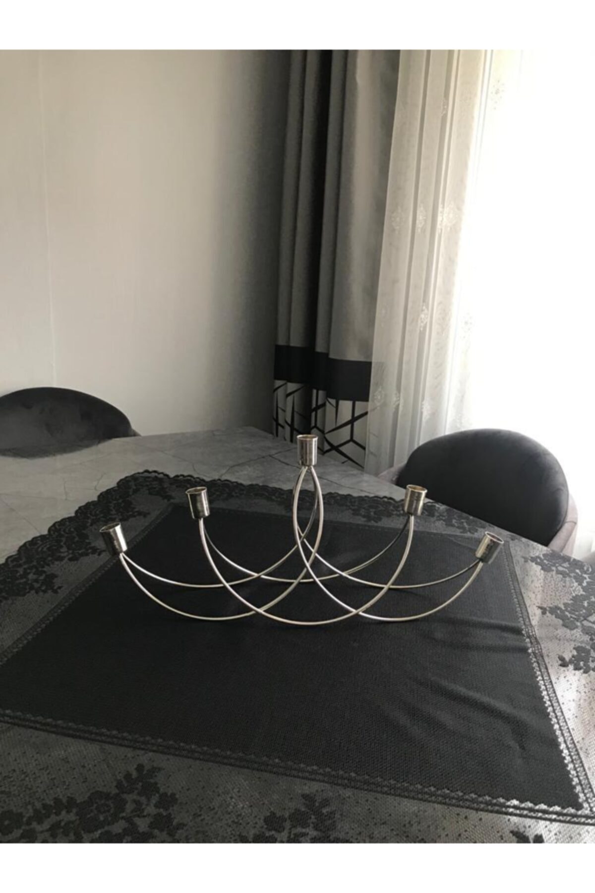 sevince home Beşli Gümüş Şamdan Mumluk Yeni Yıl