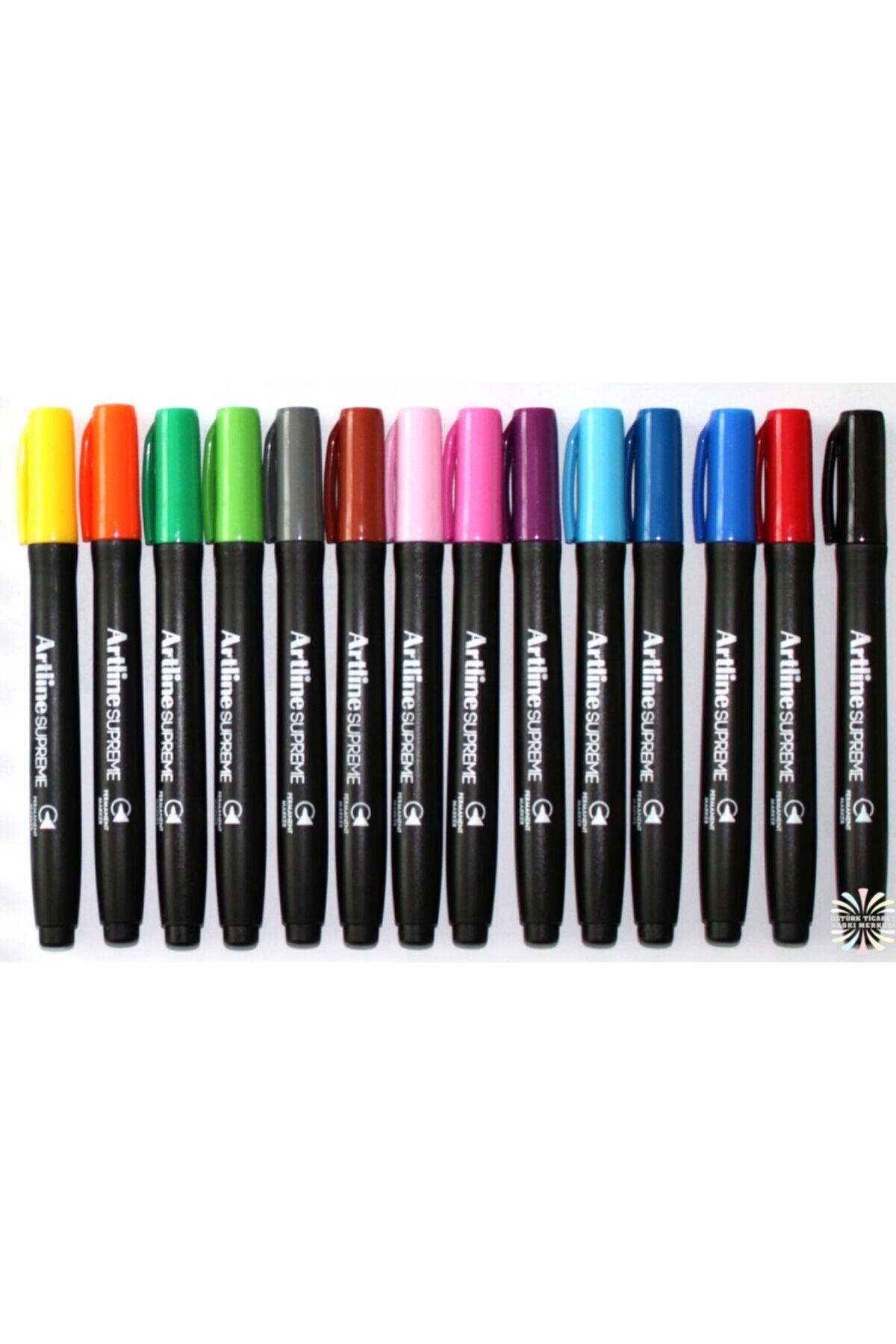 artline Supreme Permanent Marker Tüm Renkler Kalıcı Markör 14 Renk Set