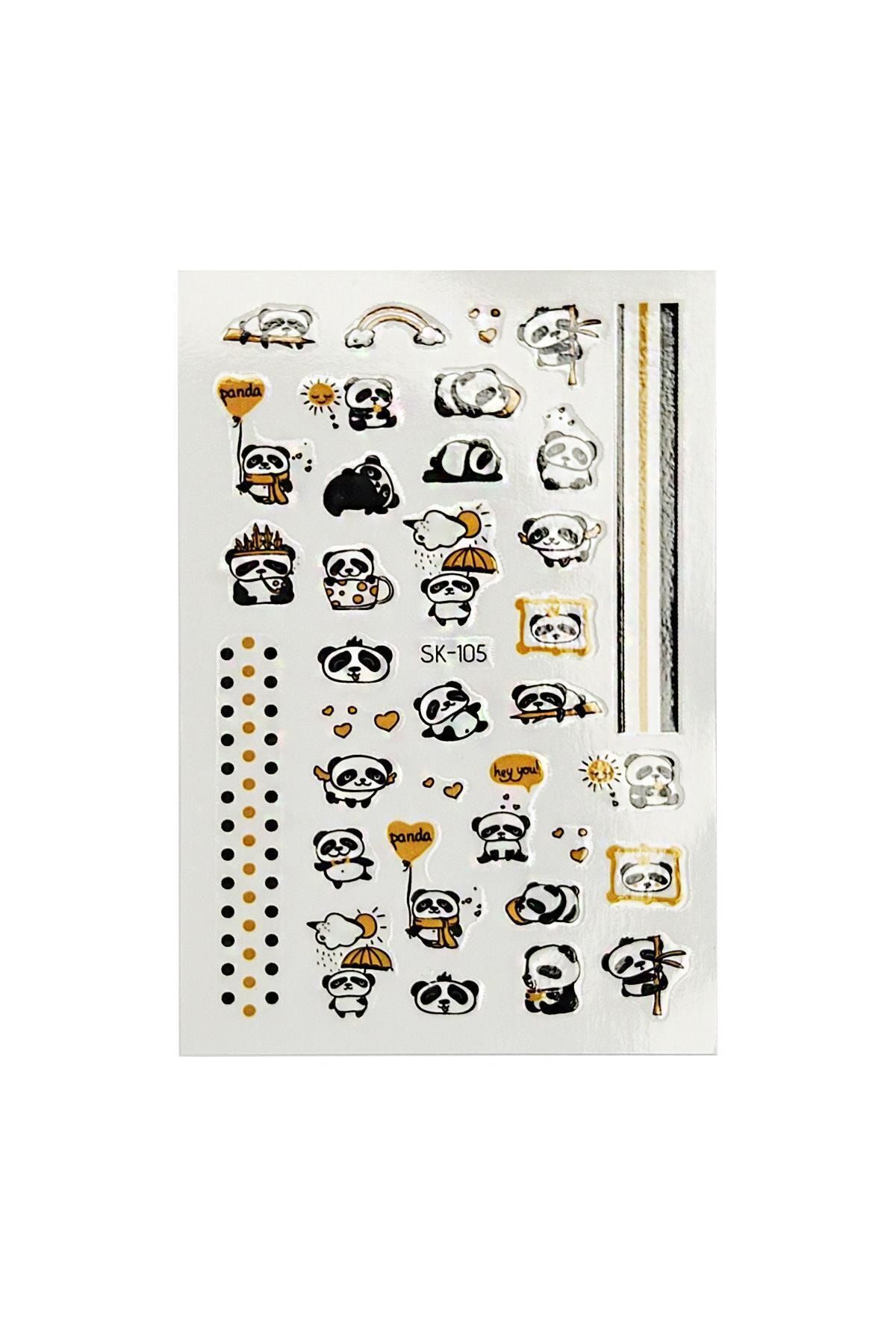 Flash Tattoos® Kung Fu Sevimli Panda Desenli Kendinden Yapışkanlı Nail Art Süsü-tırnak Sticker