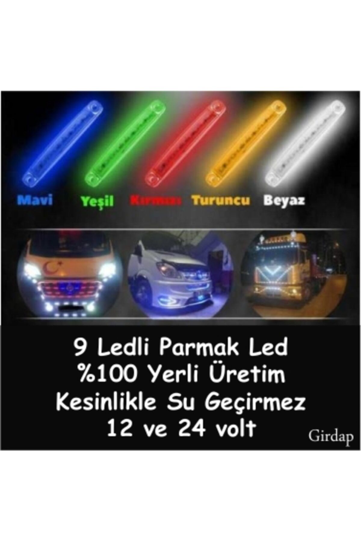 parkstop 9 Ledli Parmak Led Araba Aydınlatma Işıkları 10 Ad 12 Ve 24 Volt Ücretsiz Kargo