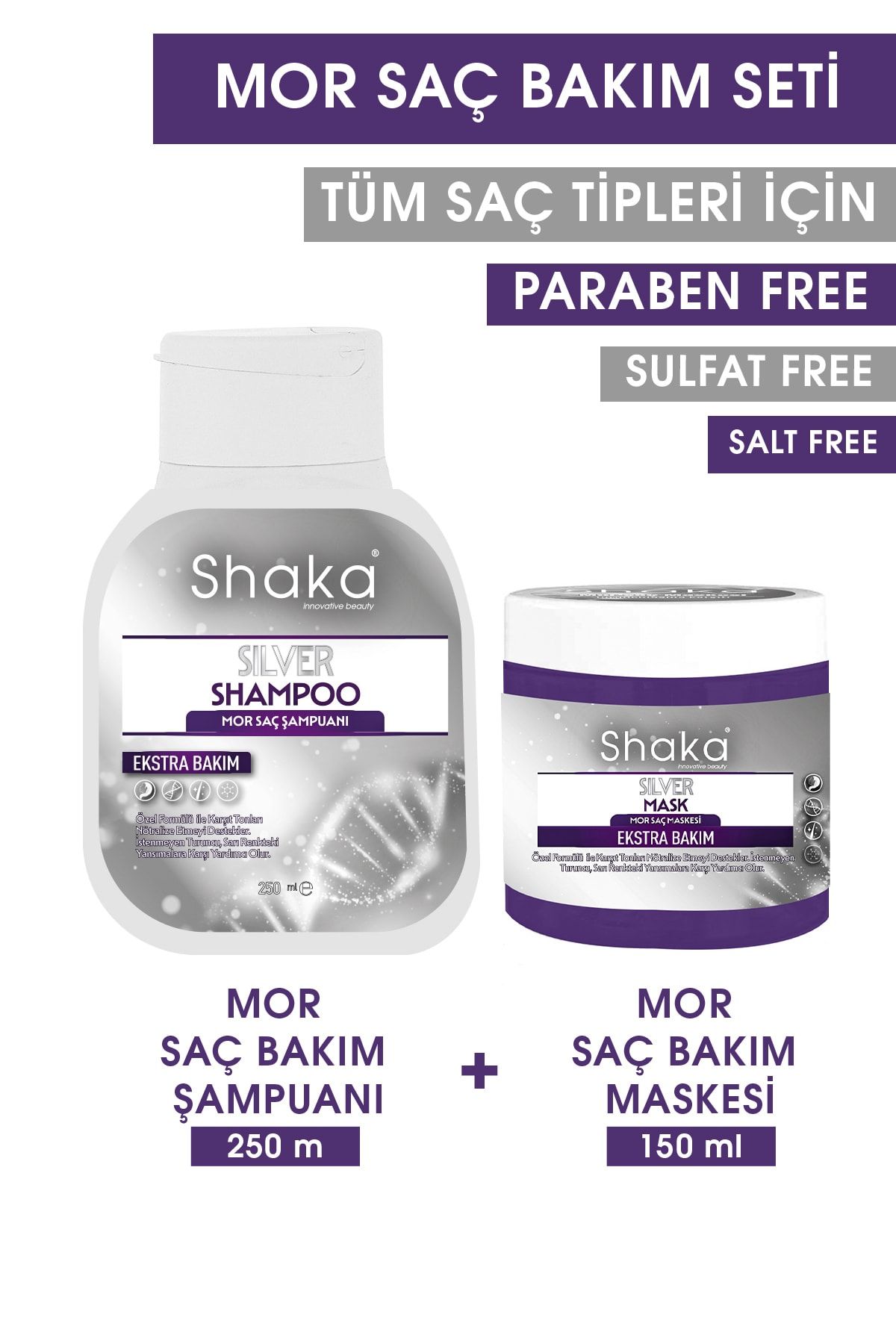 SHAKA 2'li Mor Saç Bakım Maskesi Ve Saç Bakım Şampuanı /tuz,paraben,sülfat Içermez