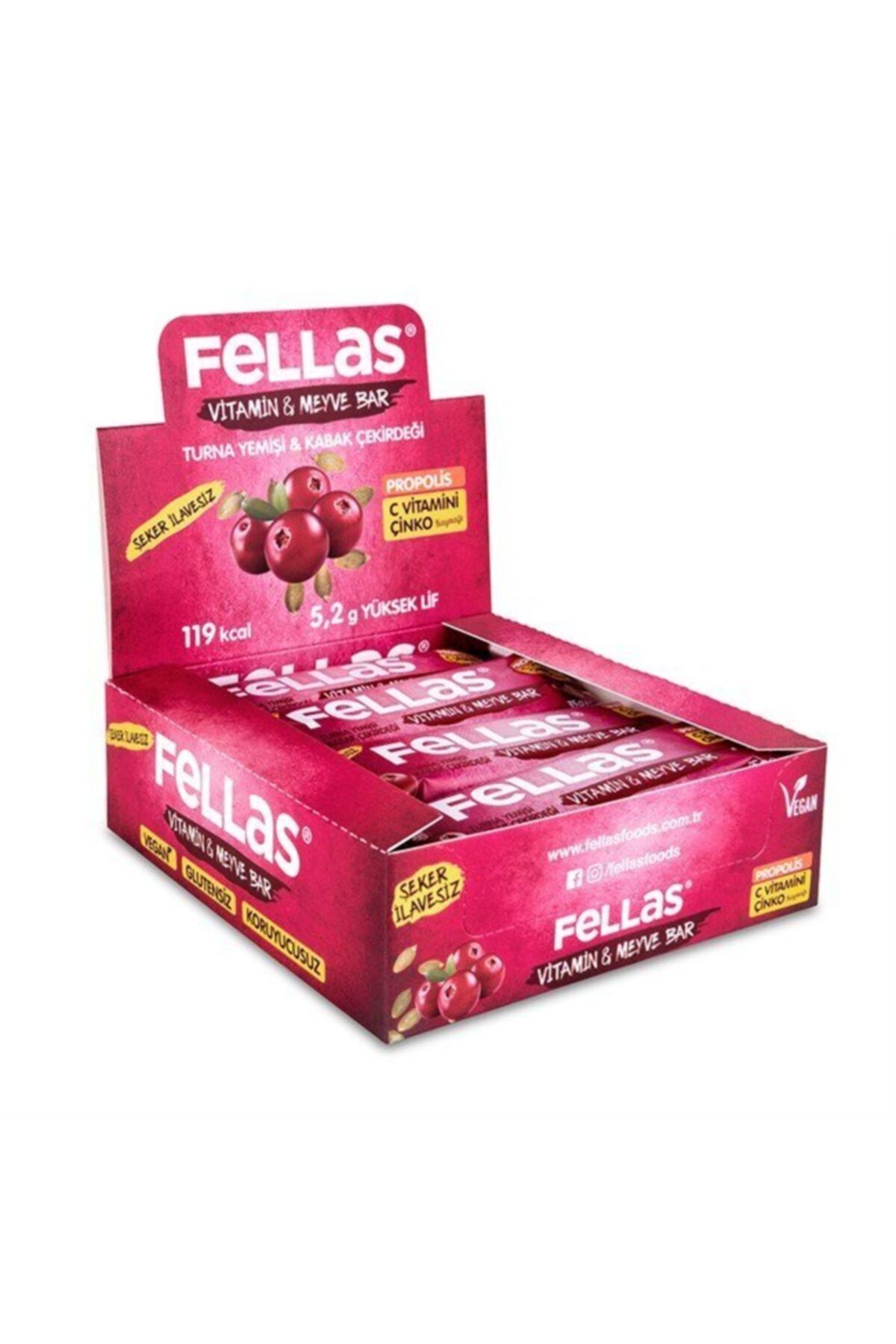 Fellas Turna Yemişi Kabak Çekirdeği Vitamin Bar 35 gr 12'li Set