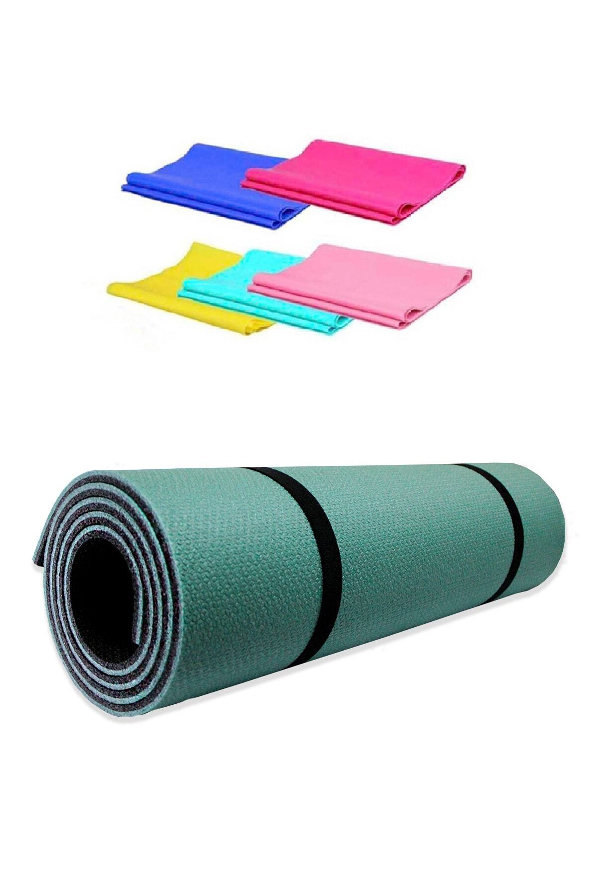 Tayzon 8mm Haki Pilates Minderi & Yoga Mat Çift Taraflı Plates Egzersiz Direnç Lastiği