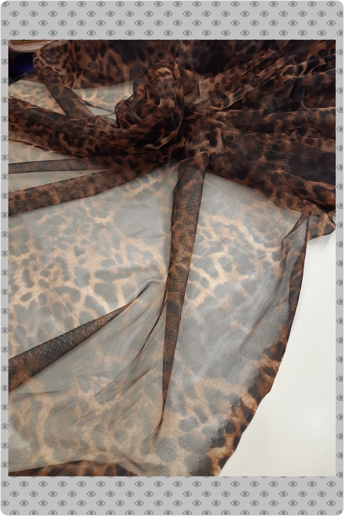 Safir Kumaş Leopar Desen Likra Tül