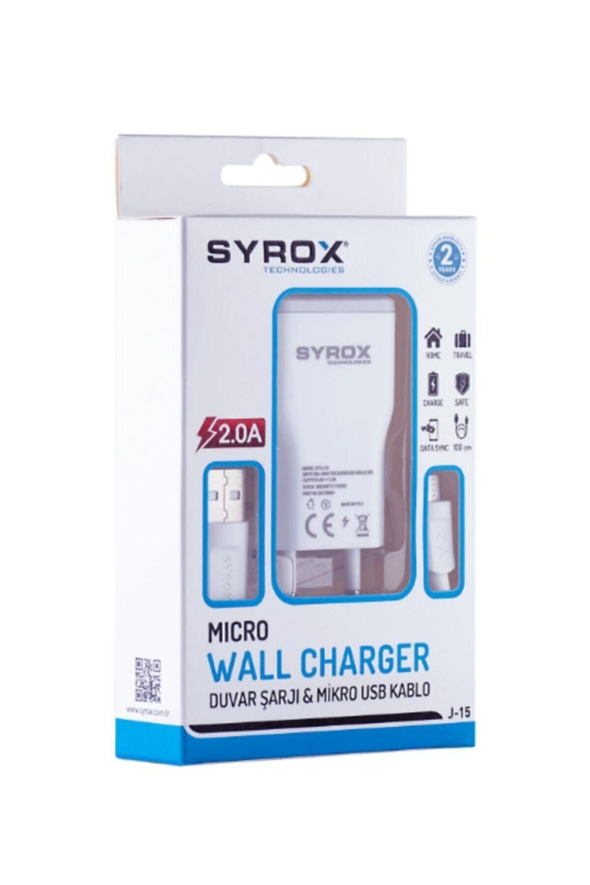 Syrox Micro Usb Uyumlu Hızlı Şarj Aleti 2,0 Amper Micro Şarz Cihazı J15 J15001