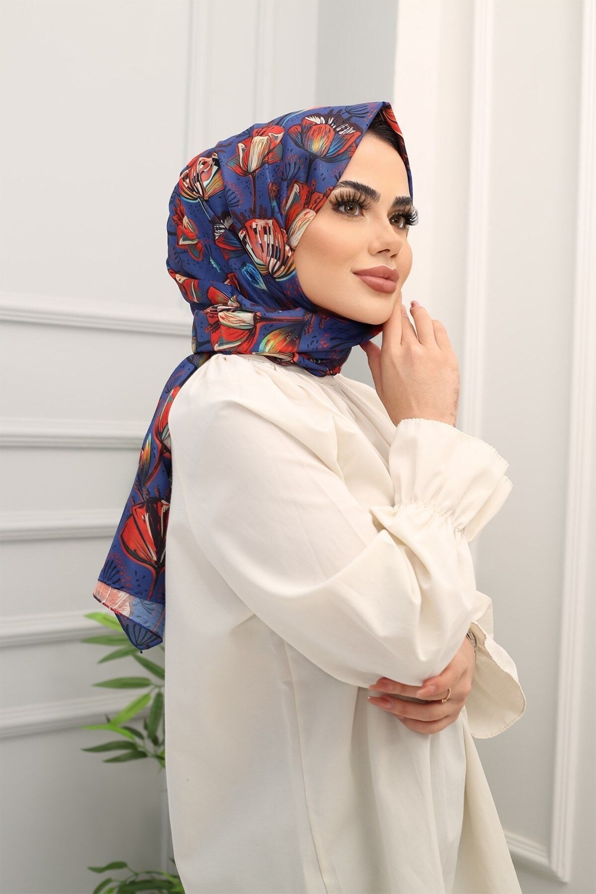 Esarp Center Siyane Lilyum Desen Şal Serisi 75 x 185 cm