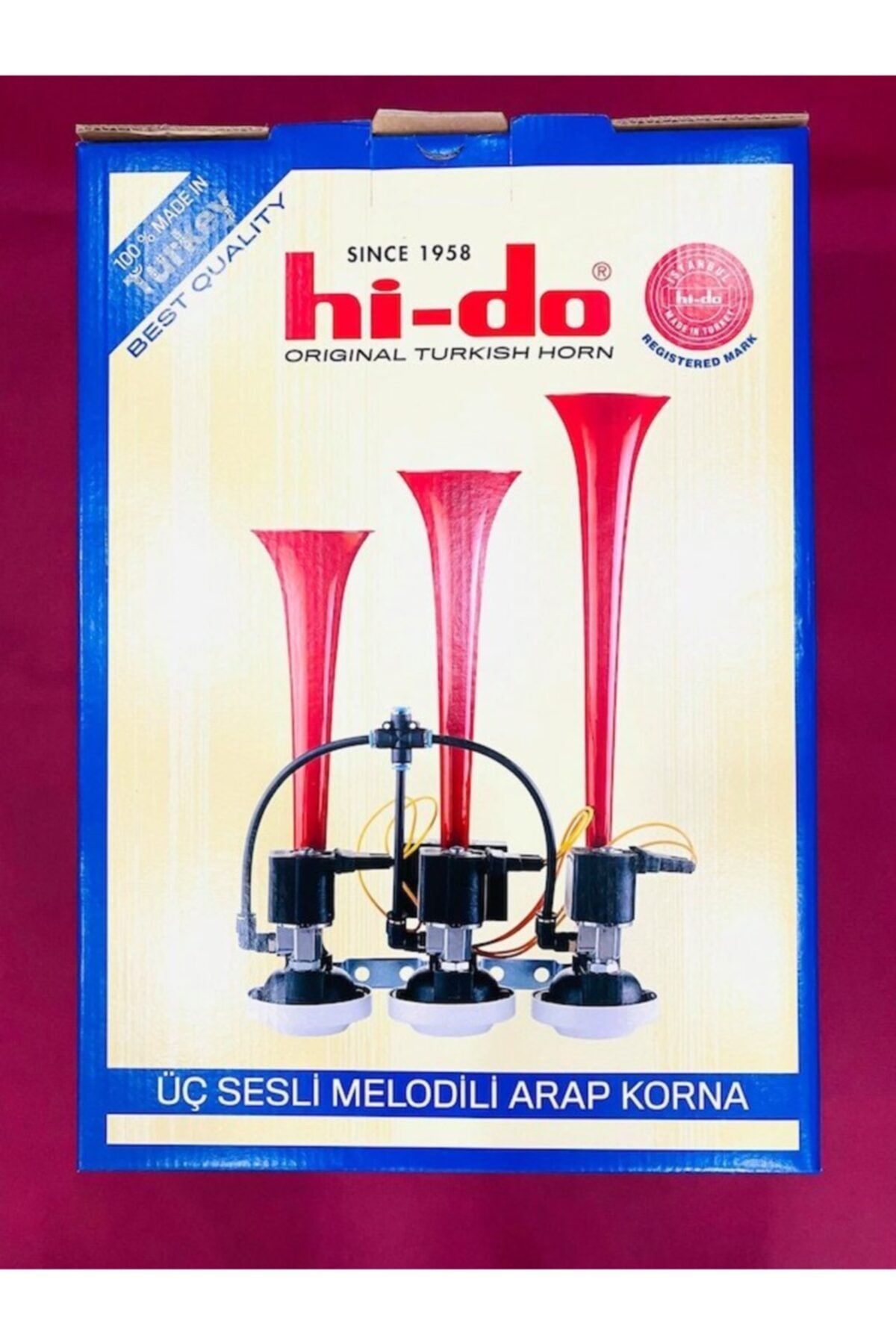 HIDO 3 Borulu Havalı Arap Korna 12 Volt/24 Volt Siparişte Voltunu Bildiriniz