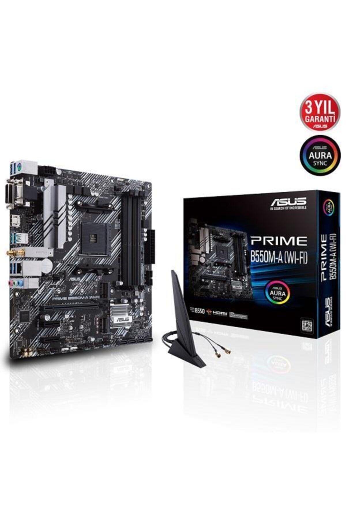 ASUS Prıme B550m-a (wı-fı) B550 Ddr4 Vga Glan Matx Dvı 2*m2 Hdmı Usb3.2 Wıfı Am4 Amd Anakart