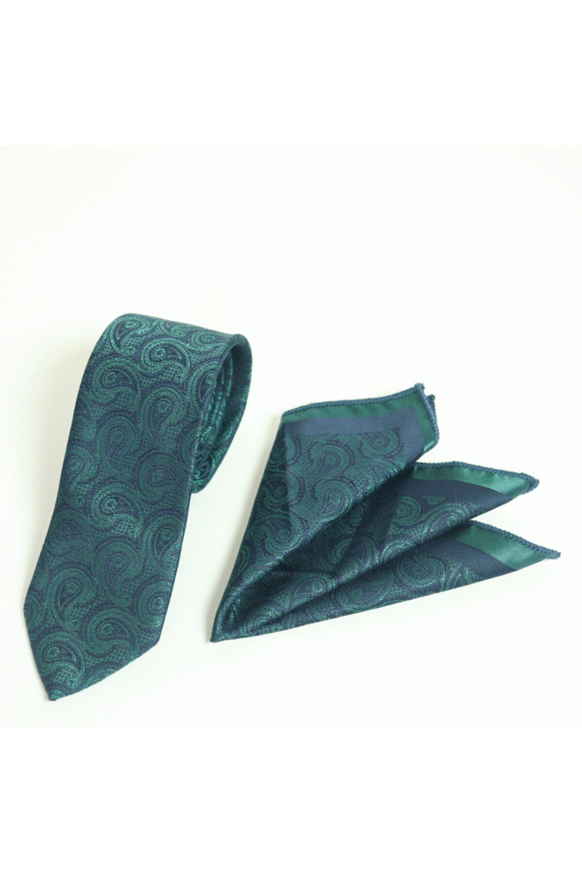 Kravatistan Yeşil 6.5 Cm Desenli Kravat Mendil Seti Gc-0261