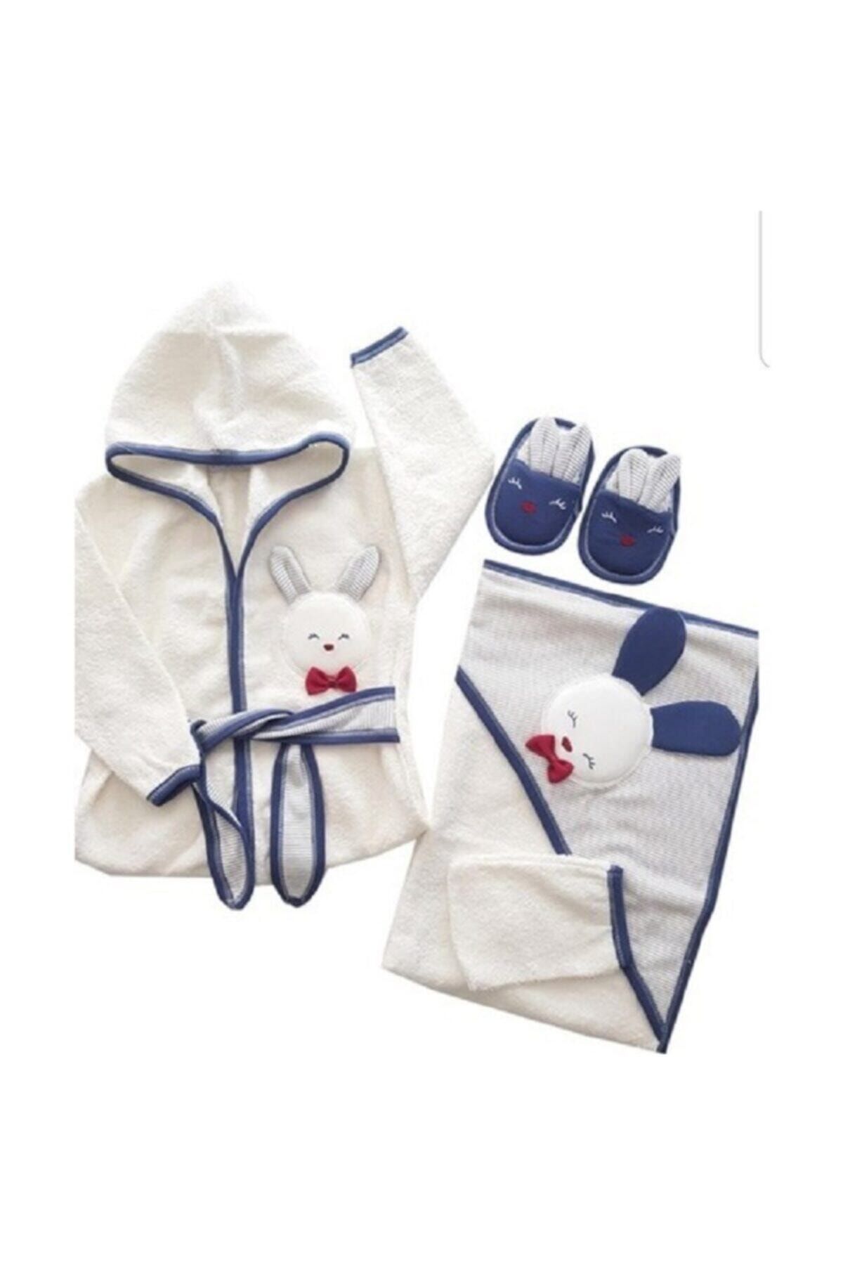 Gaye Erkek Bebek Havlu Bornoz Seti 826 Bebek Banyo Takımı Baby Gift