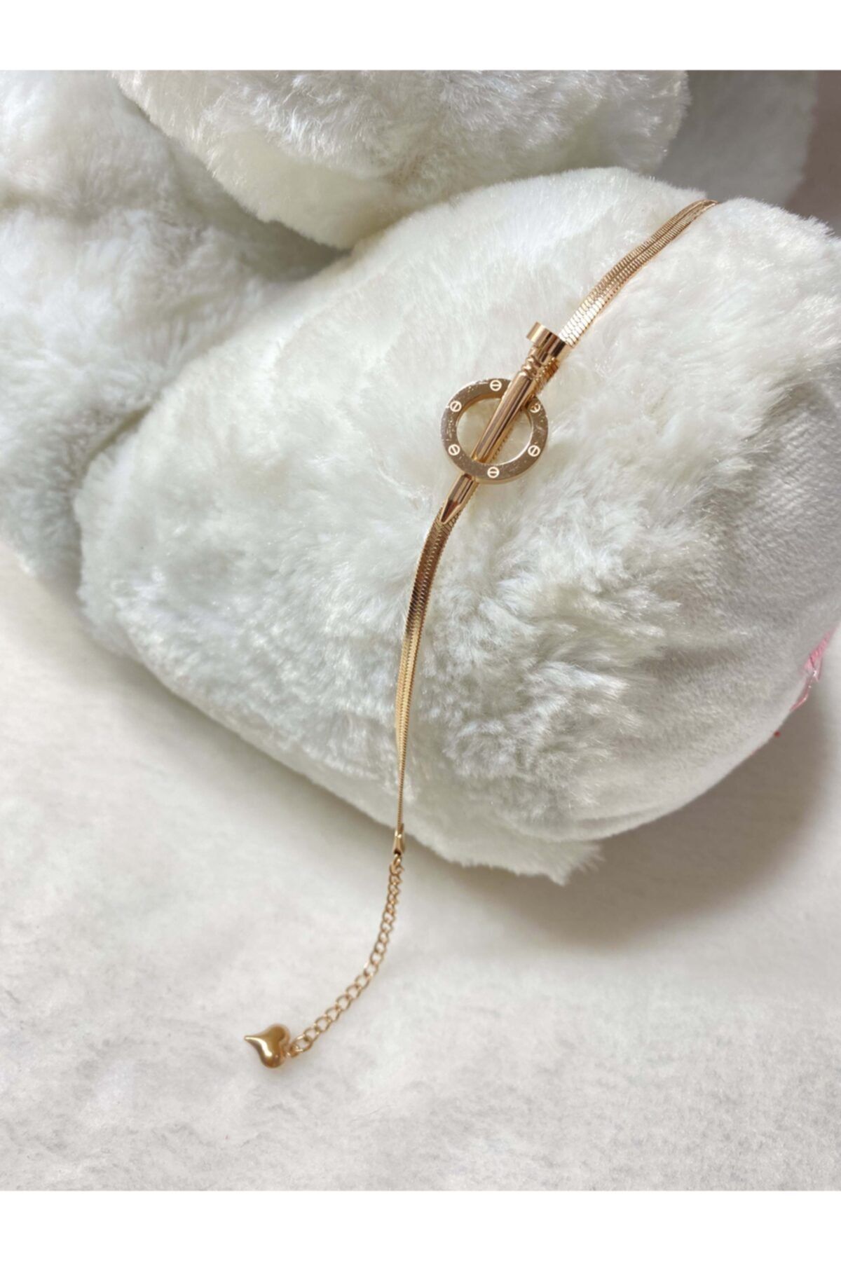 RoyalSteels Rose Gold Çivi Detaylı Kadın Çelik Bileklik
