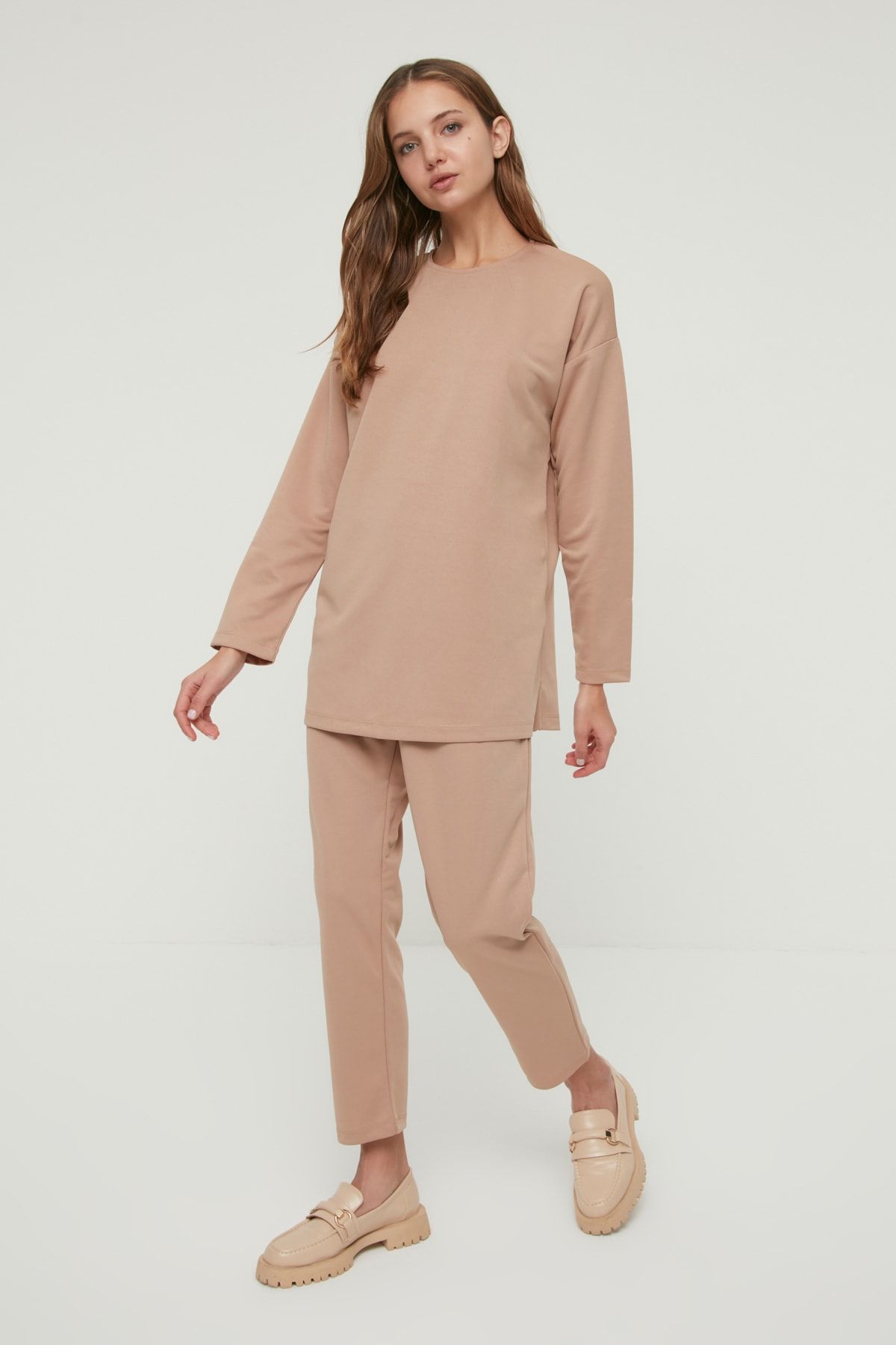Trendyol Modest Camel örme  Alt-Üst Takım TCTAW22US0032