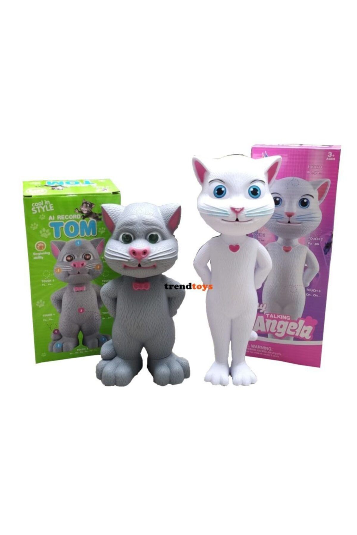 TOM CAT Oyuncak Tom Konuşan Kedi Ve Angela Konuşan Ses Tekrar Özellikli 2 Li Set