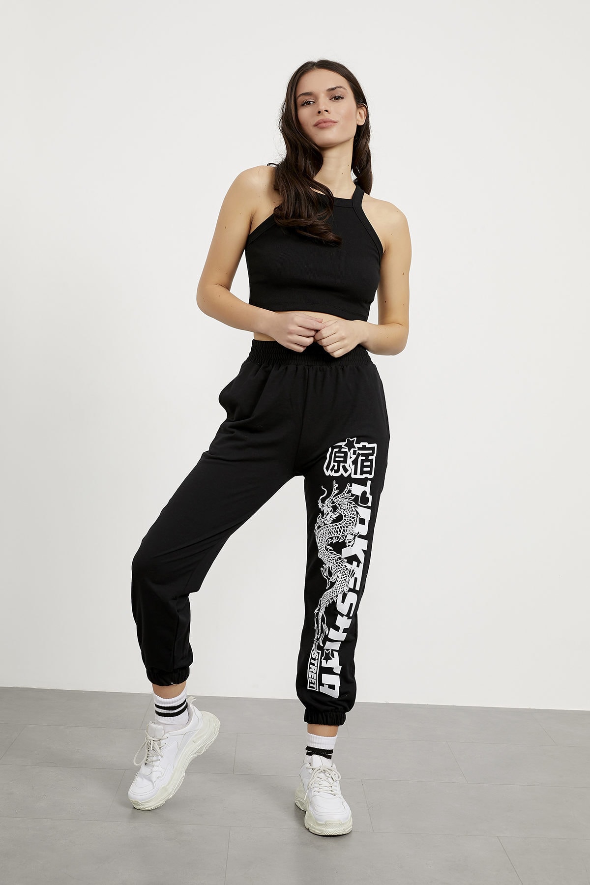 Arma Life Kadın Siyah Baskılı Eşofman Altı