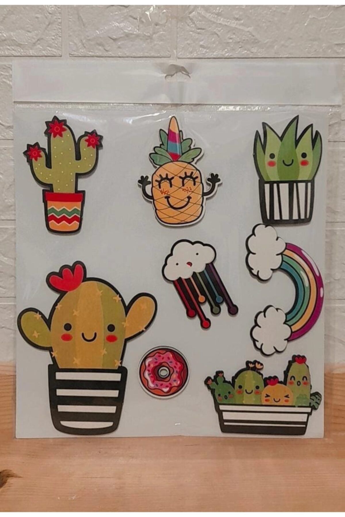 Dudo Baby 7 Parça Kaktüslü Ahşap Duvar Sticker, Çocuk Odası Duvar Süsü