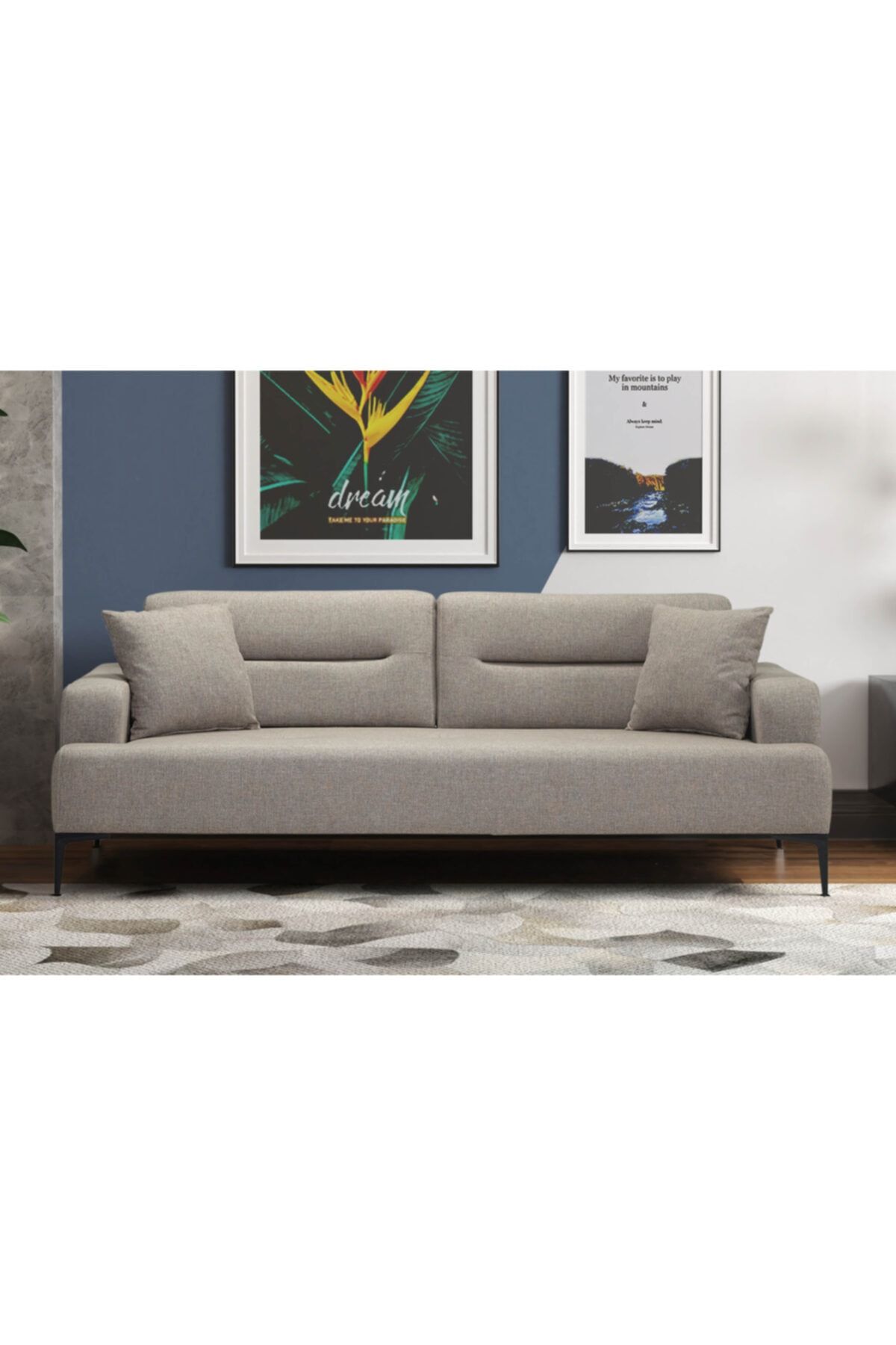 BEKALIVING Sirus Eco Üçlü Kanepe Oturma Odası Modern Koltuk Açık Gri